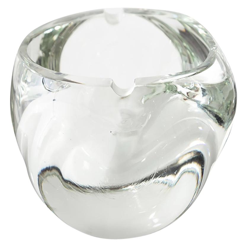 Hand Blown Clear Glass Ashtray 'Rollie' For Sale