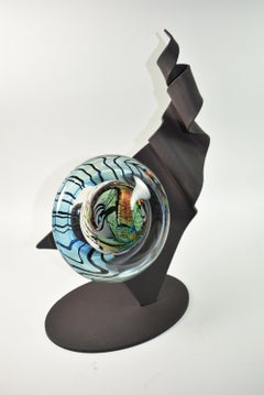 Rollin Karg 2008 Art Glass and Iron Ribbon Sculpture