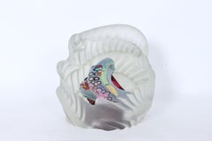 Rollin Karg Frosted and Waved Dichroic Art Glass Table Sculpture, 1994
