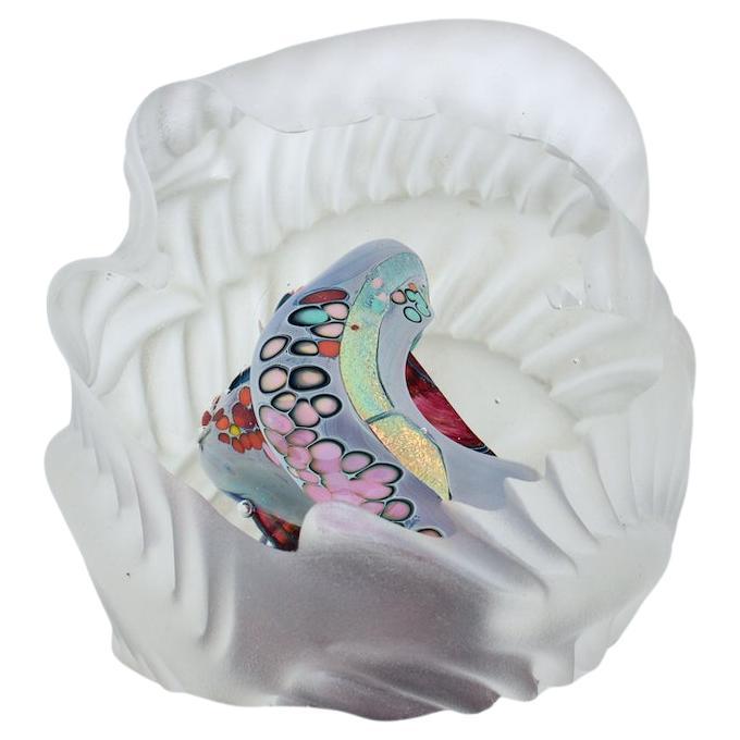 Rollin Karg Tischskulptur aus mattiertem und gewelltem dichroitischem Kunstglas, 1994 im Angebot