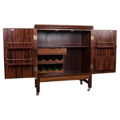 Rolling and extendable bar, Norwegian, in Rosewood by Torbjørn Afdal for Bruksbo