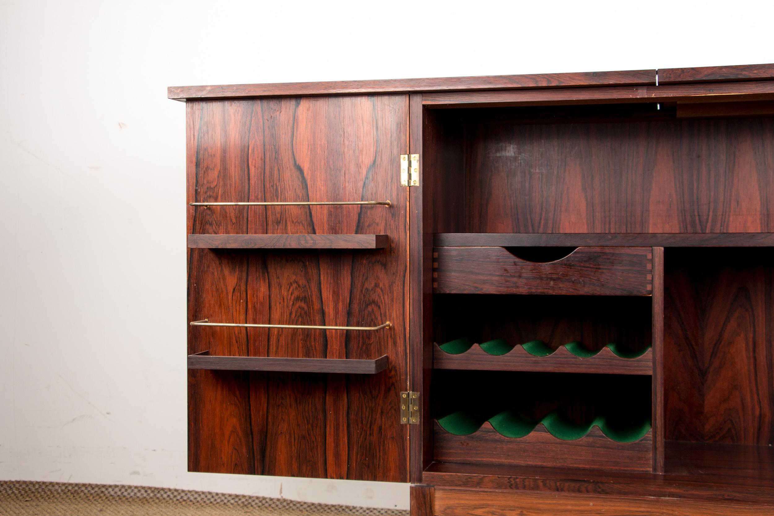 Rolling and extendable bar, Norwegian Rosewood by Torbjørn Afdal for Bruksbo 196 7