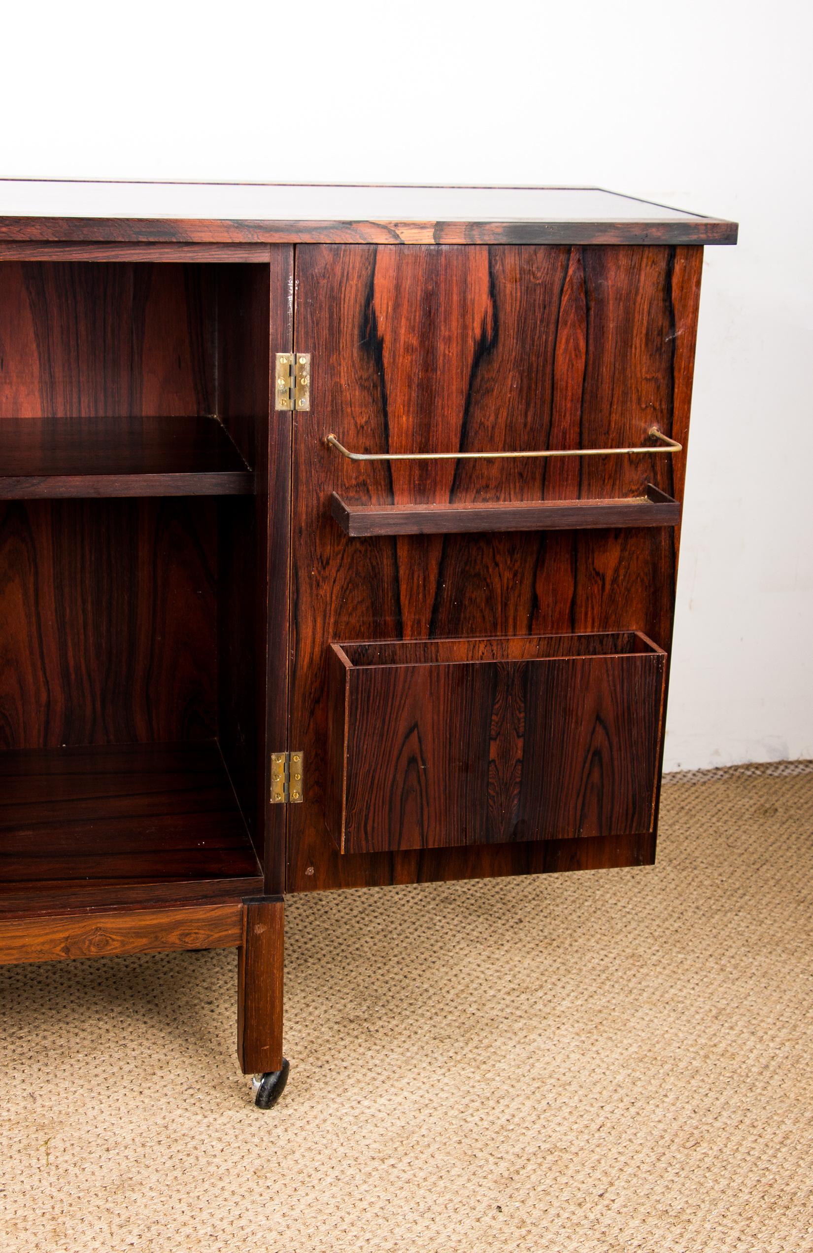 Rolling and extendable bar, Norwegian Rosewood by Torbjørn Afdal for Bruksbo 196 8