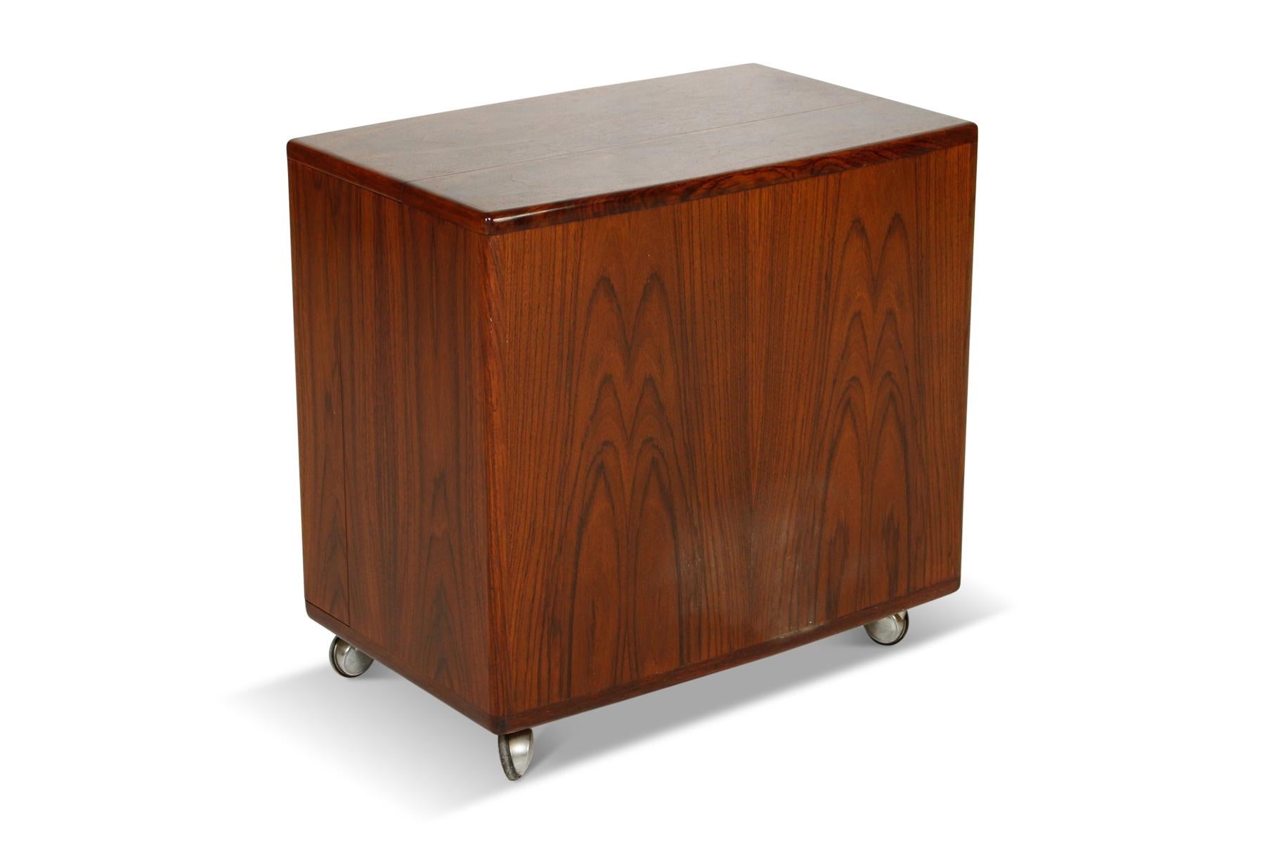 Danish Rolling Bar Cabinet in Rosewood by CFC Silkeborg For Sale