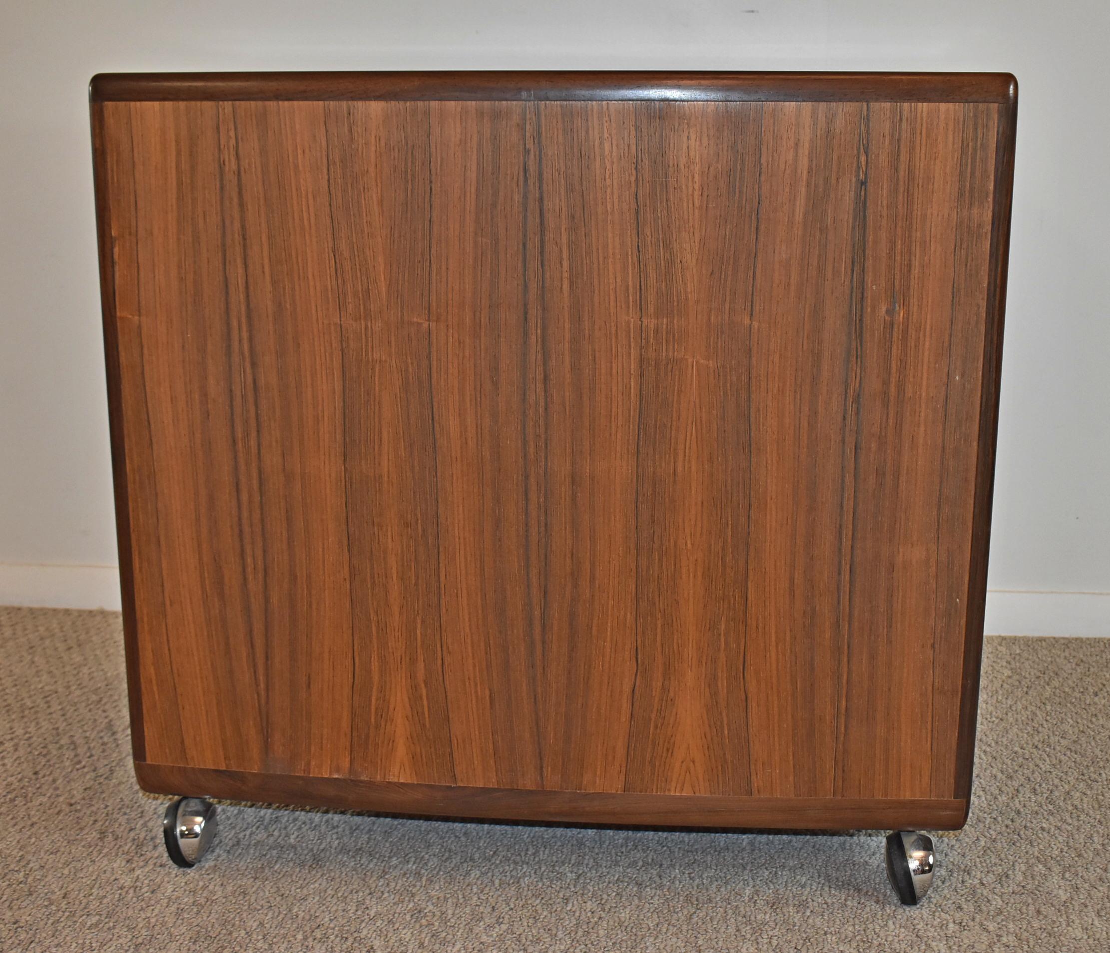 Mid-Century Modern Rolling Bar Cabinet in Rosewood from CFC Silkeborg For Sale