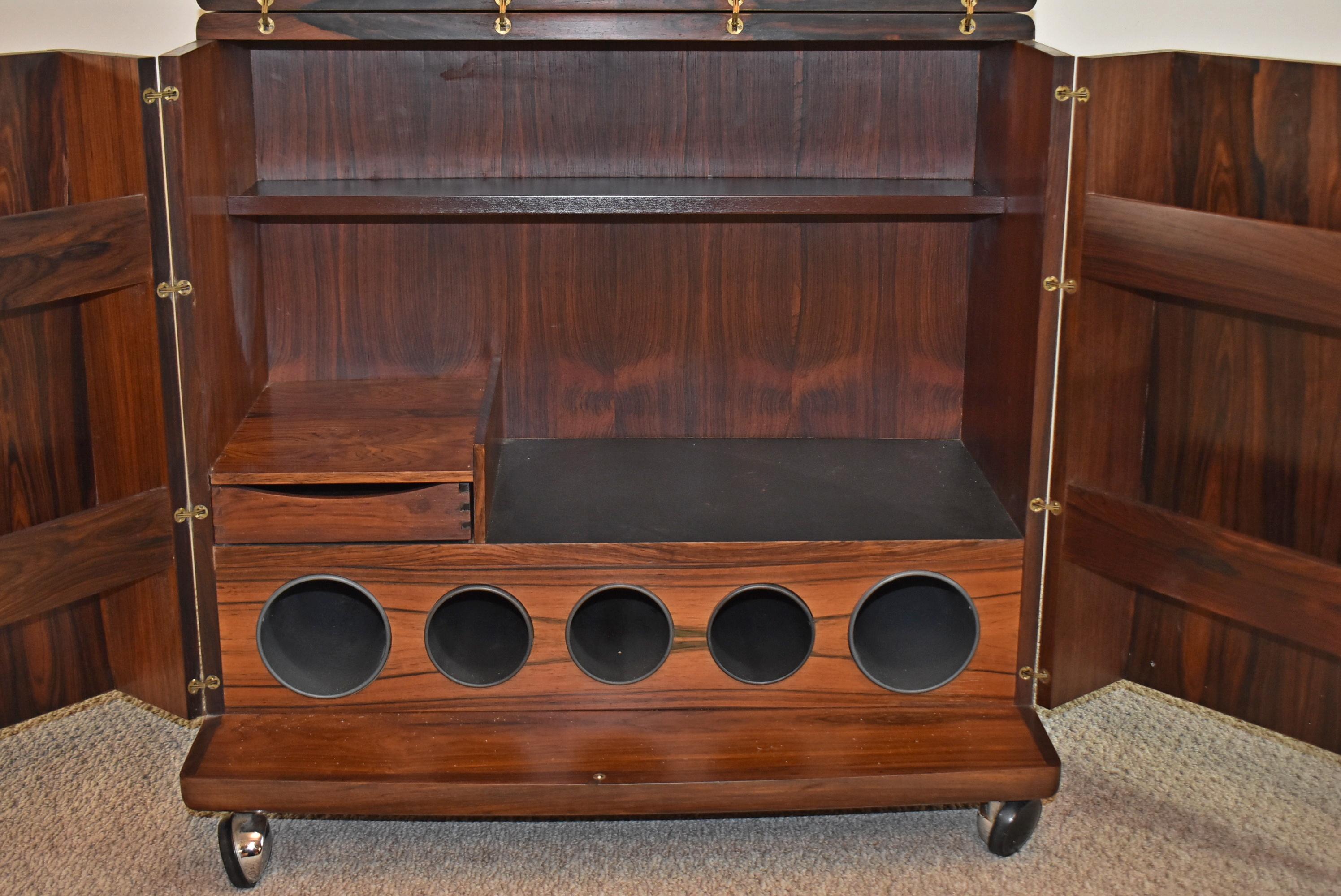 Danish Rolling Bar Cabinet in Rosewood from CFC Silkeborg For Sale