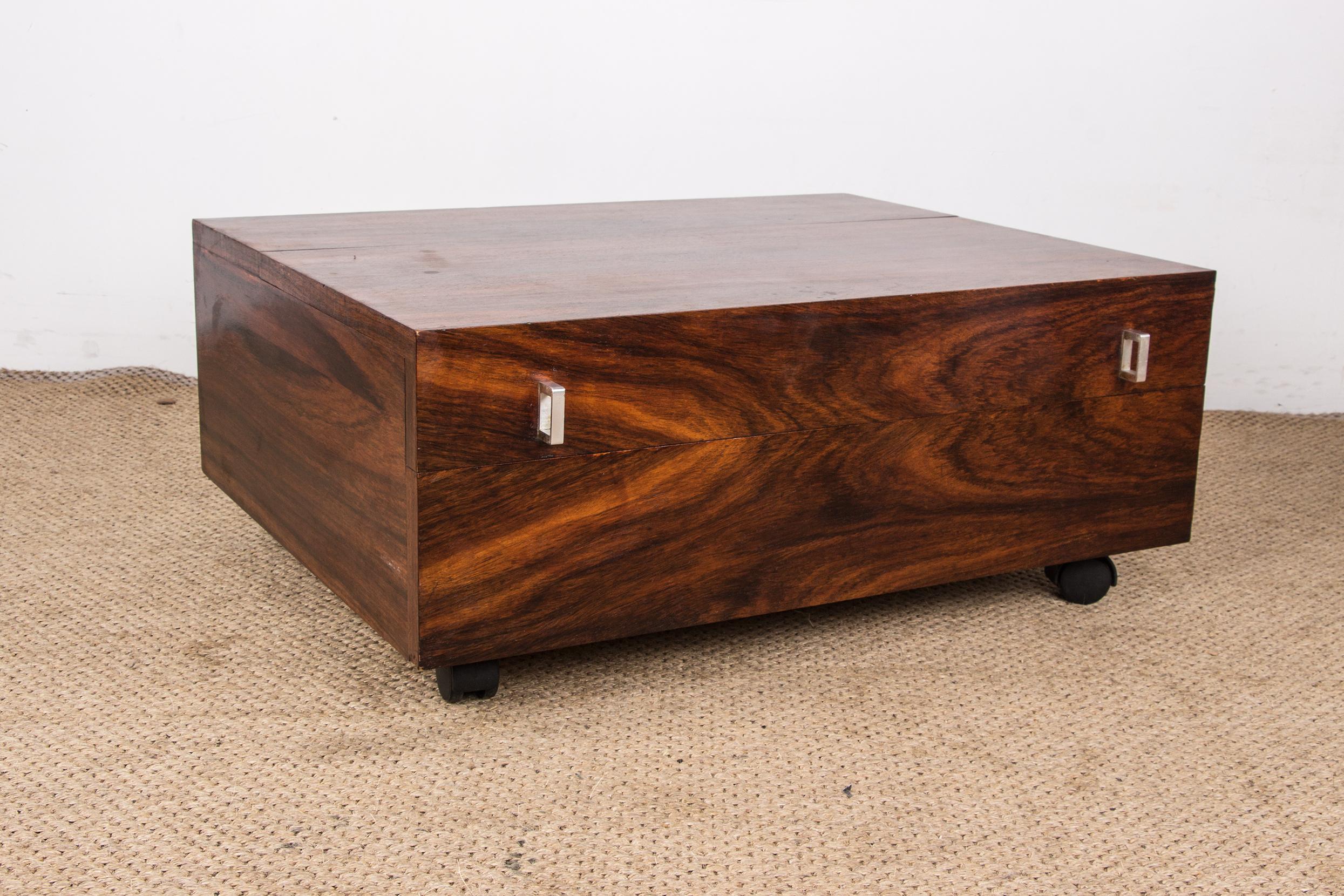 Chrome Rolling bar chest Danish Rosewood 1960. For Sale