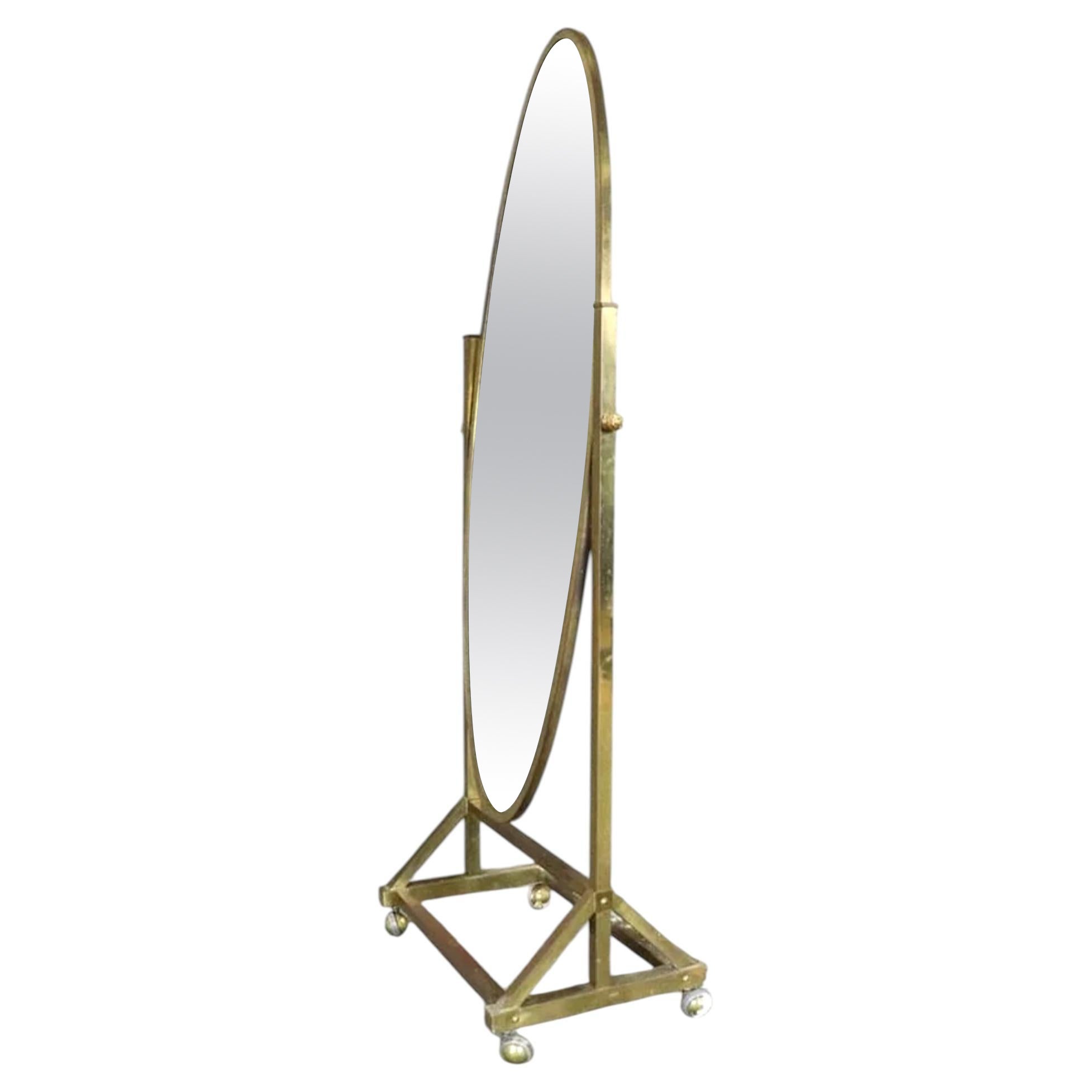 Specchio a muro chevale in ottone Rolle
