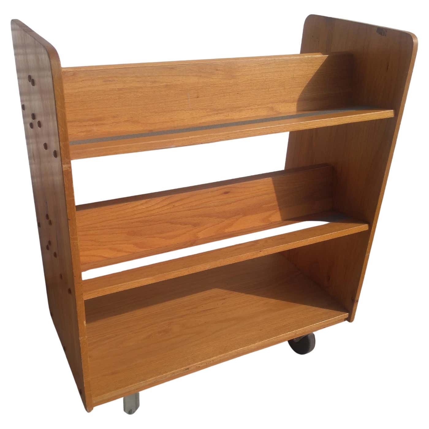 Rolling Cart Bookcase with Slanted Shelves For Sale at 1stDibs