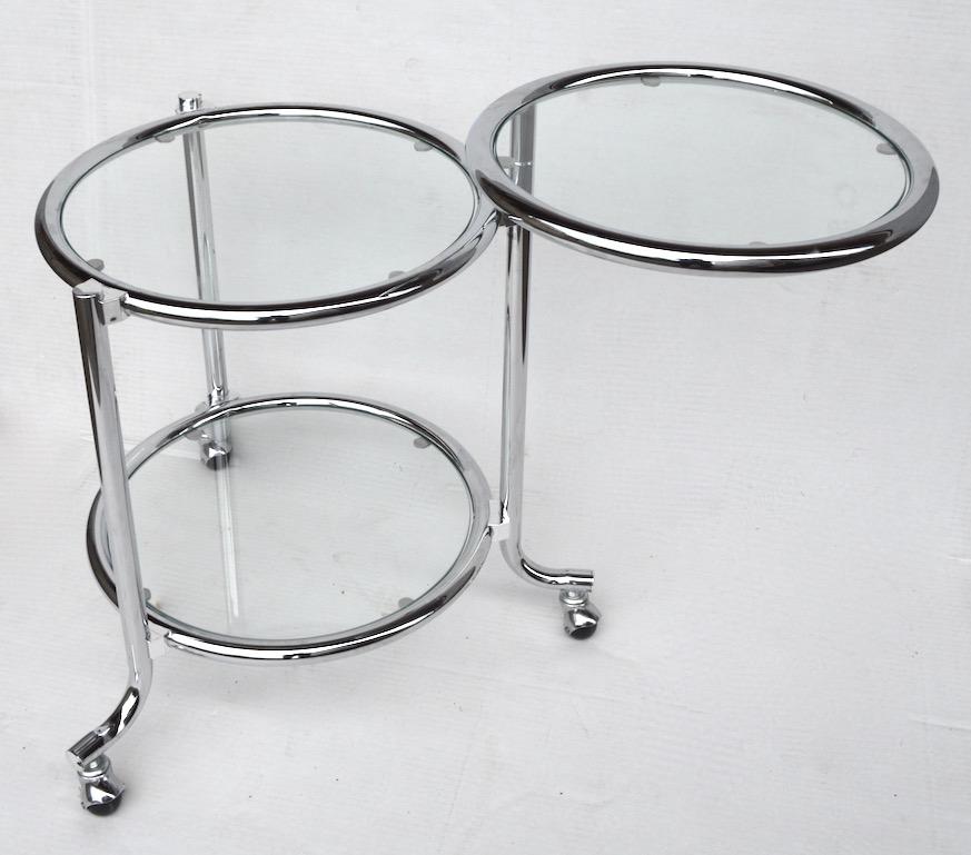 American Rolling Chrome Bar Serving Cart with Chrome Rings For Sale