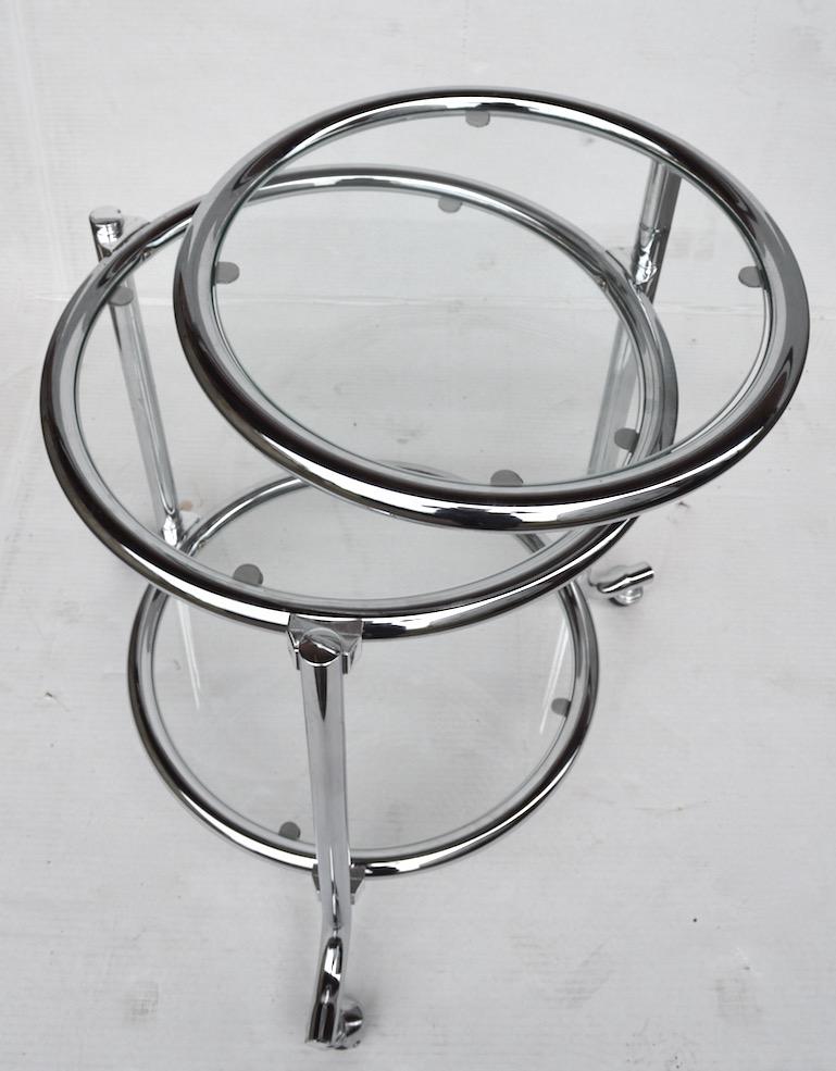 Rolling Chrome Bar Serving Cart with Chrome Rings For Sale 1