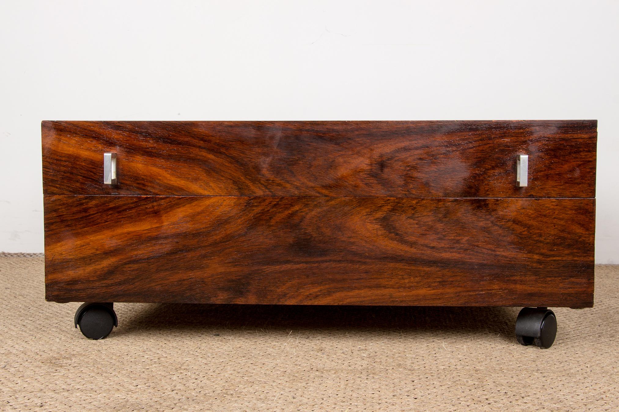 Mid-20th Century Rolling coffee table making chest, Danish Rosewood 1960. For Sale