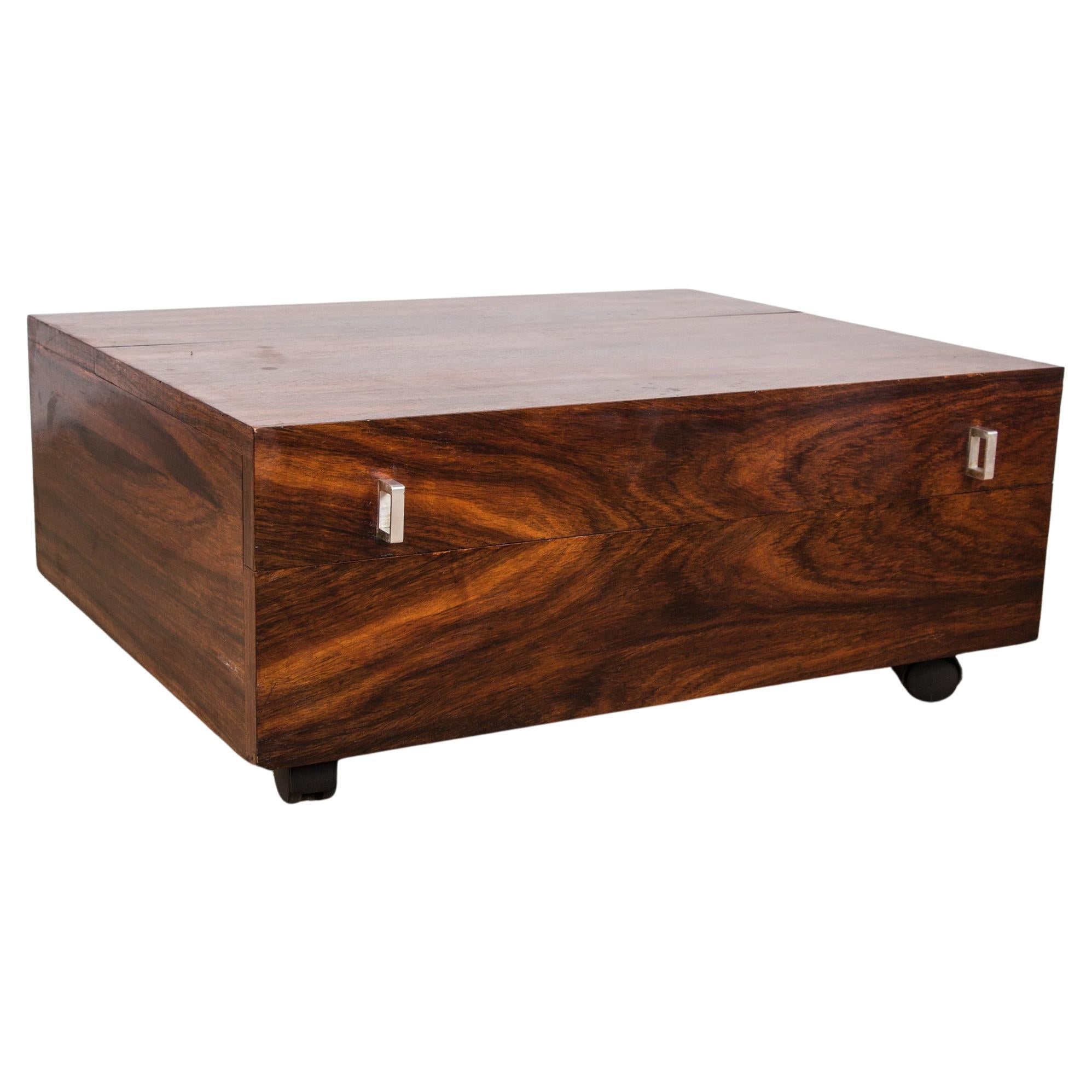 Rolling coffee table making chest, Danish Rosewood 1960.