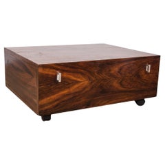 Rolling coffee table making chest, Danish Rosewood 1960.