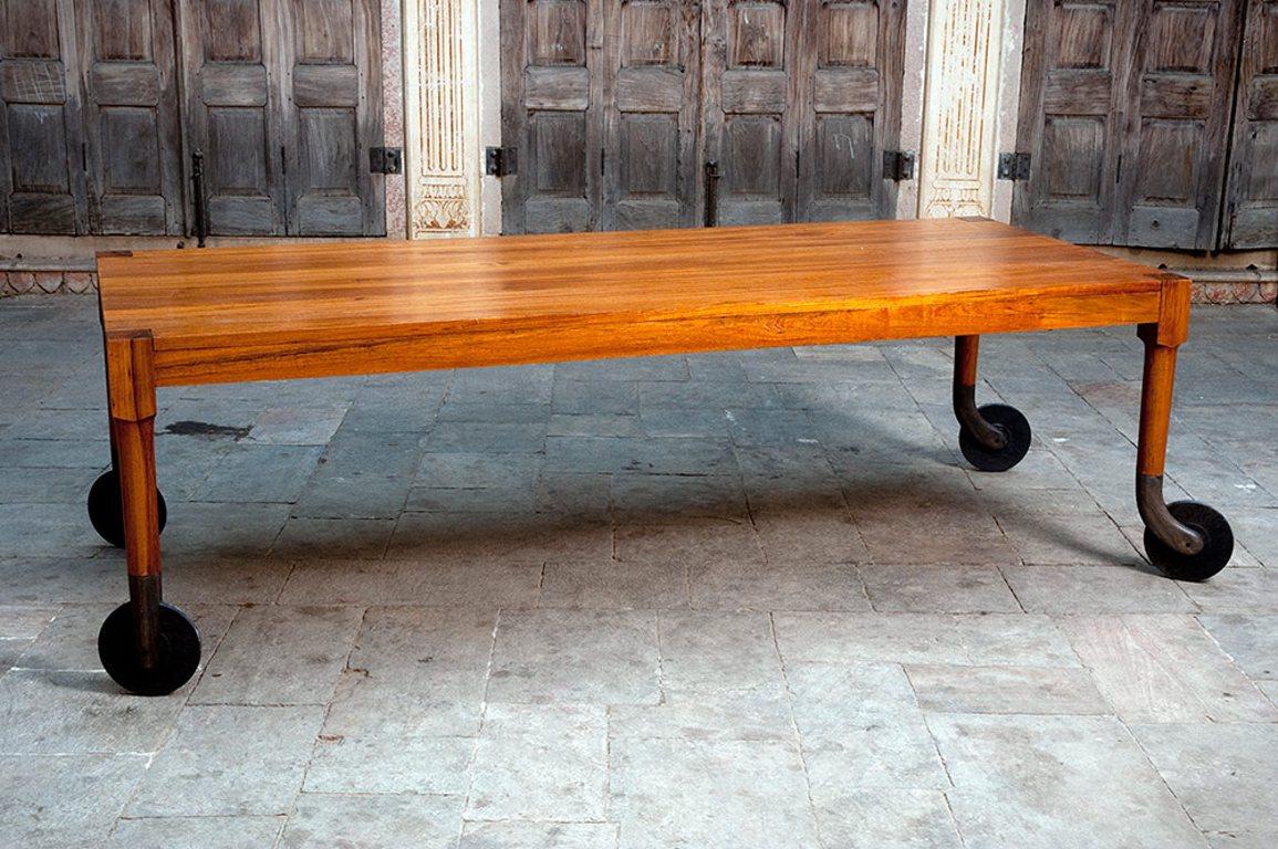 Hardwood Rolling Dining Table For Sale