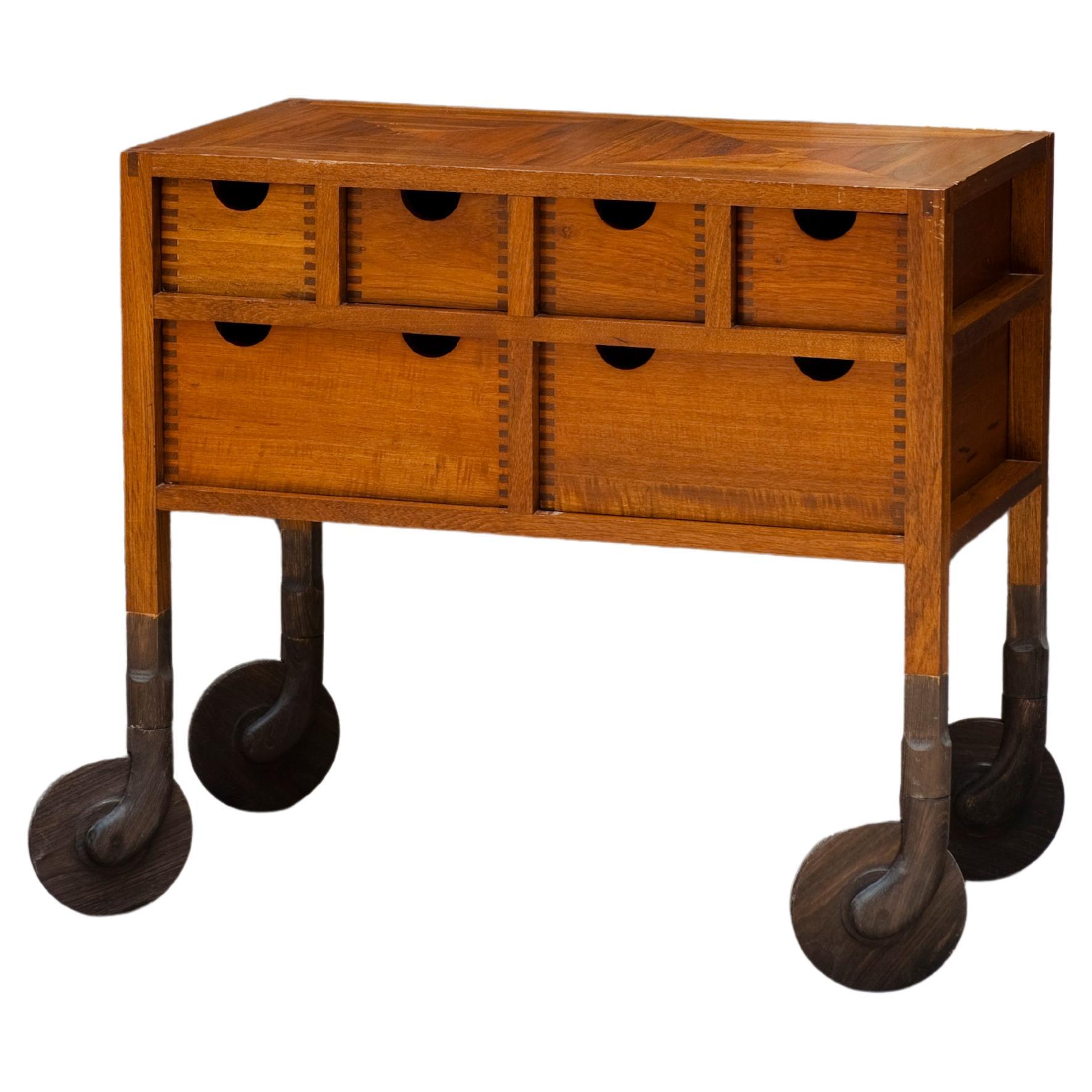 AKMD Rolling Dresser (low) all solid wood cabinet with wooden casters/wheels