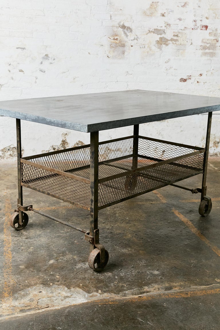 Rolling Industrial Table For Sale at 1stDibs
