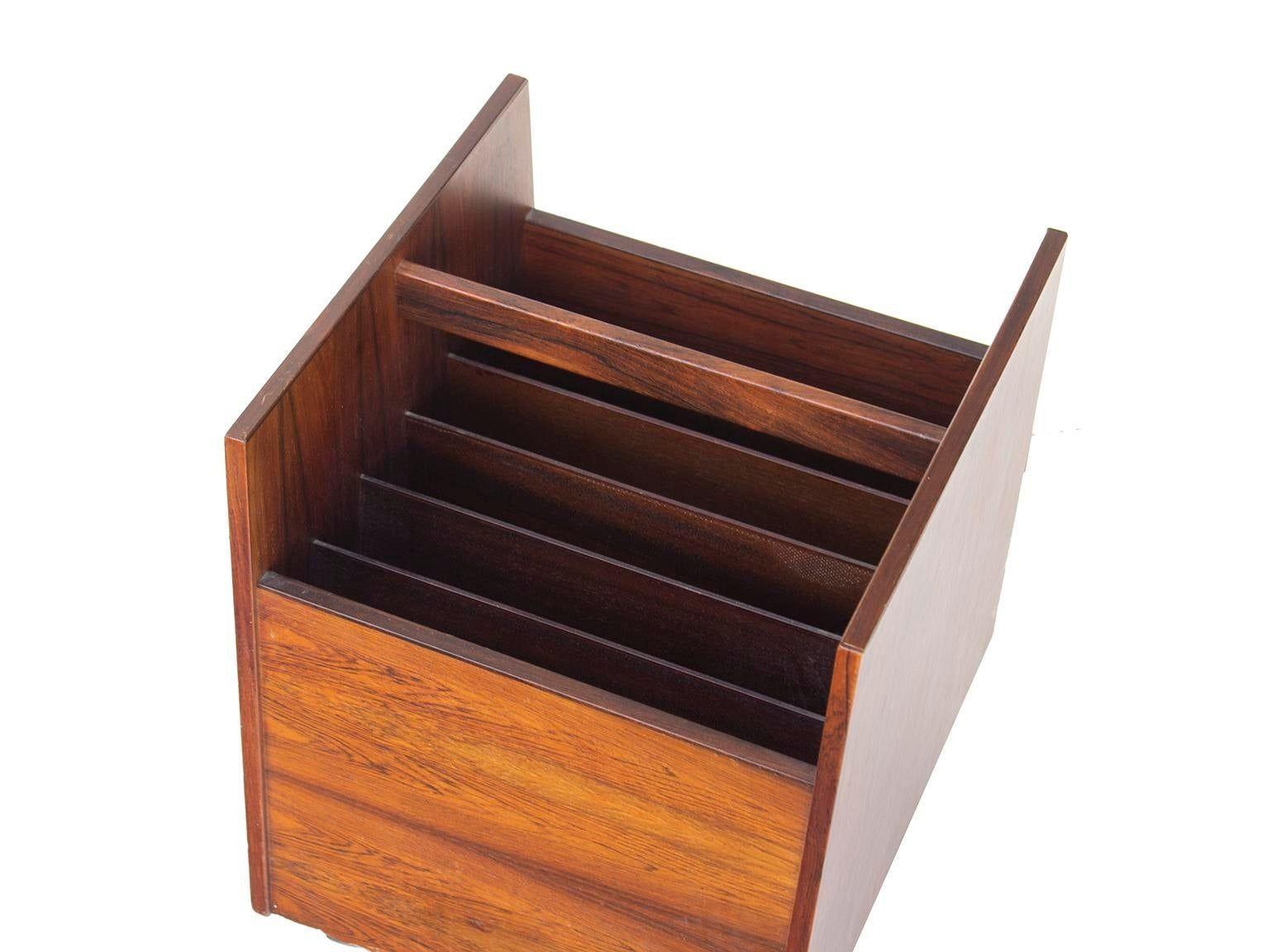 20th Century Rolling Lp Record or Magazine Caddy in Rosewood by Bruksbo For Sale
