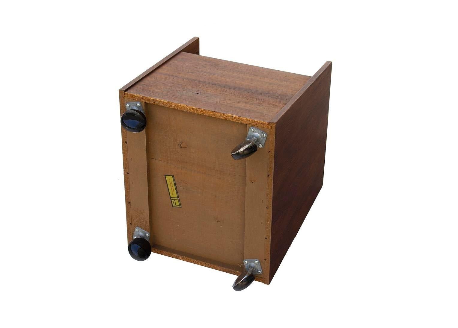 Rolling Lp Record or Magazine Caddy in Rosewood by Bruksbo For Sale 1
