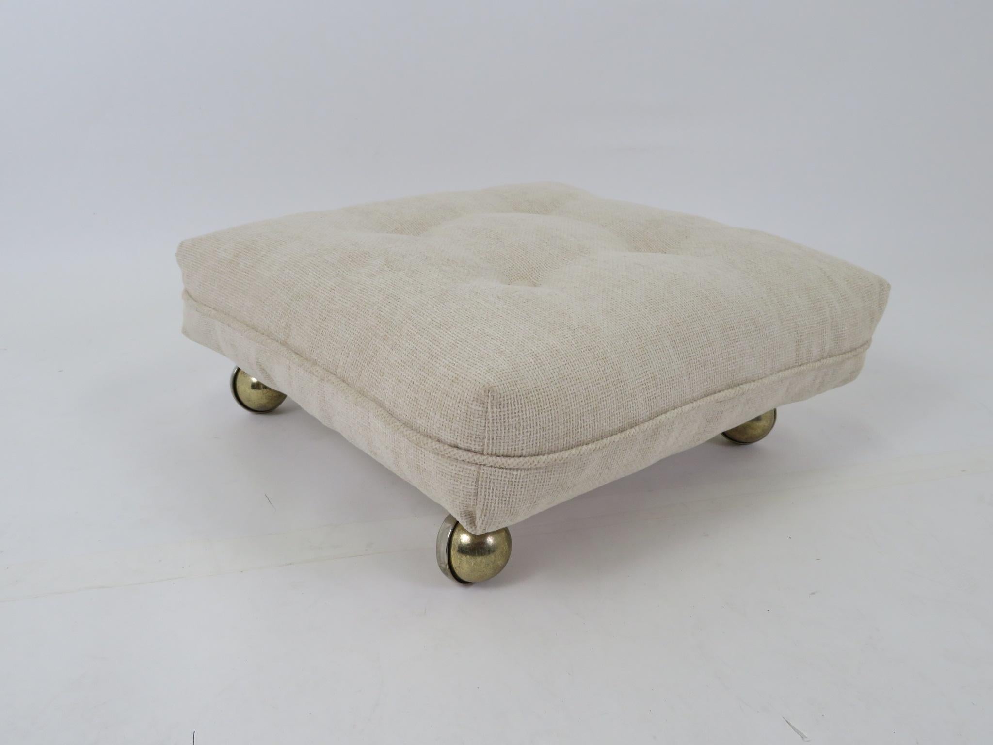 Rolling Modern Three Cushion Mid Century Ottoman with Casters, 1950s 1