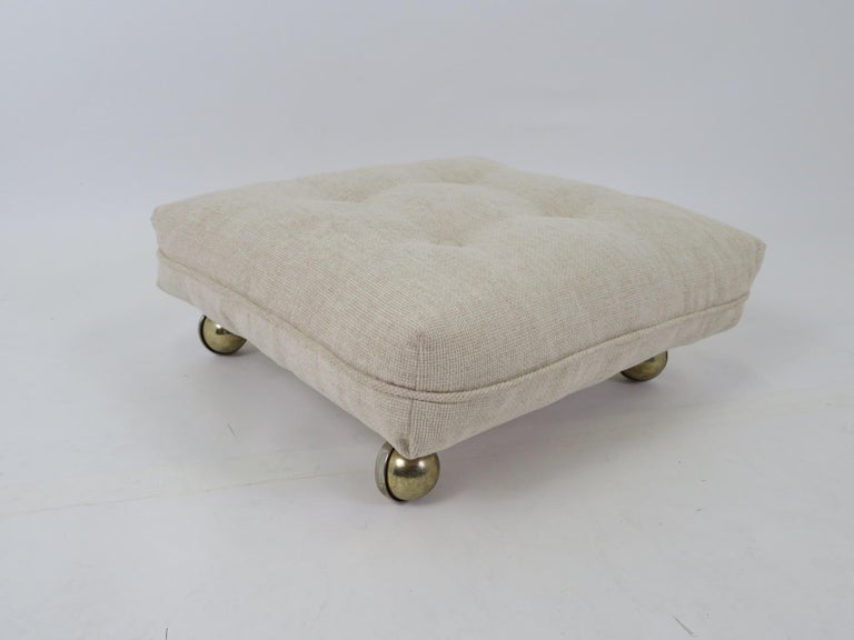 Rolling Modern Three Cushion Mid Century Ottoman with Casters, 1950s For Sale 1