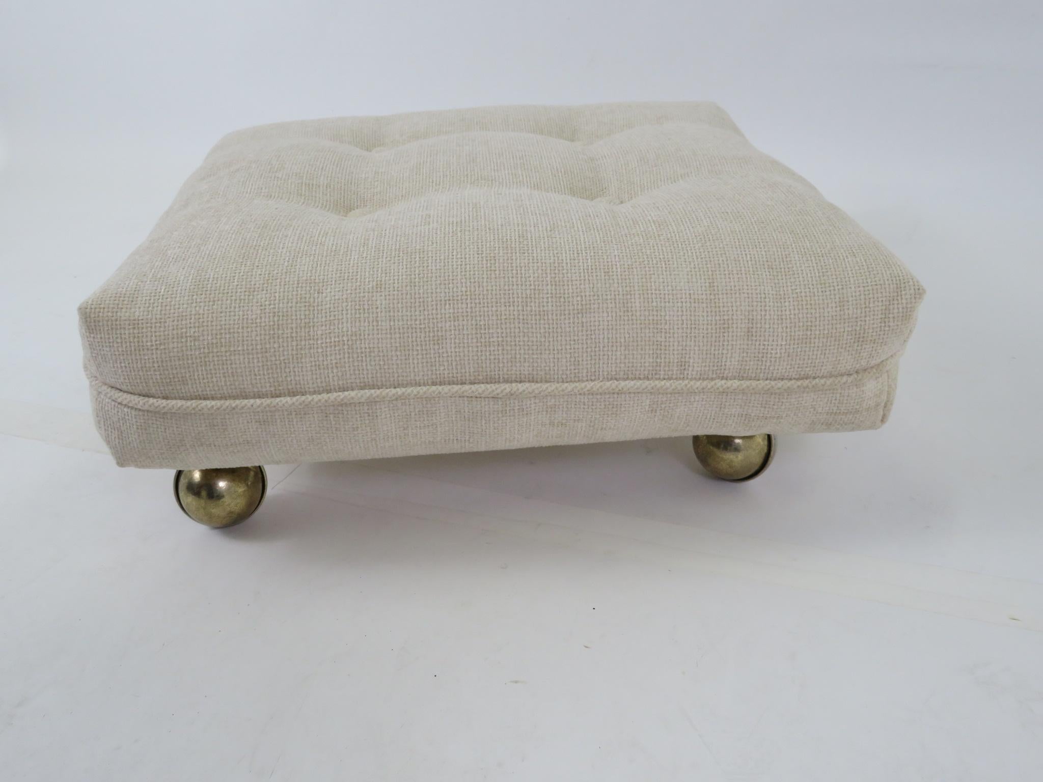 Rolling Modern Three Cushion Mid Century Ottoman with Casters, 1950s 2