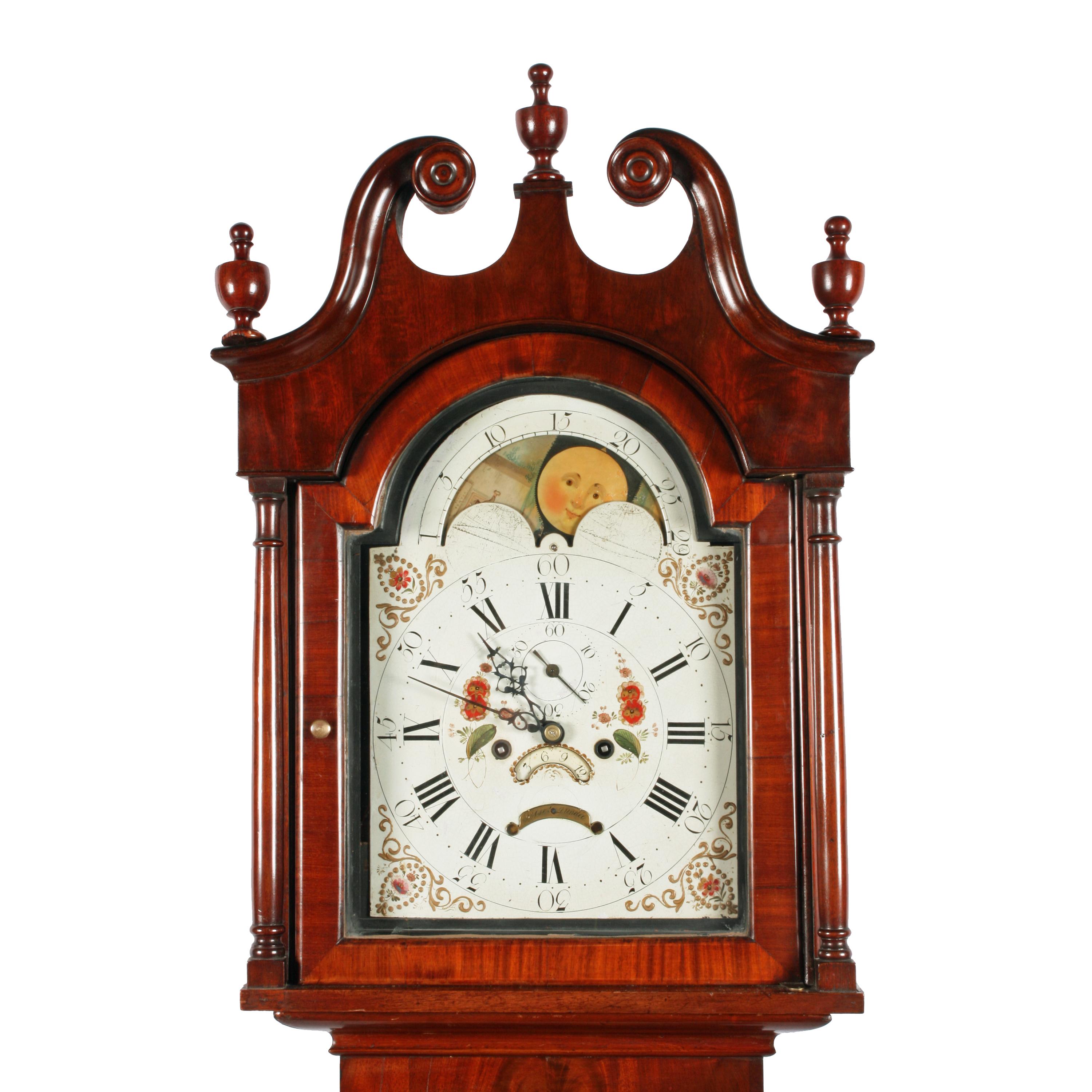 grandfather clock with moon dial