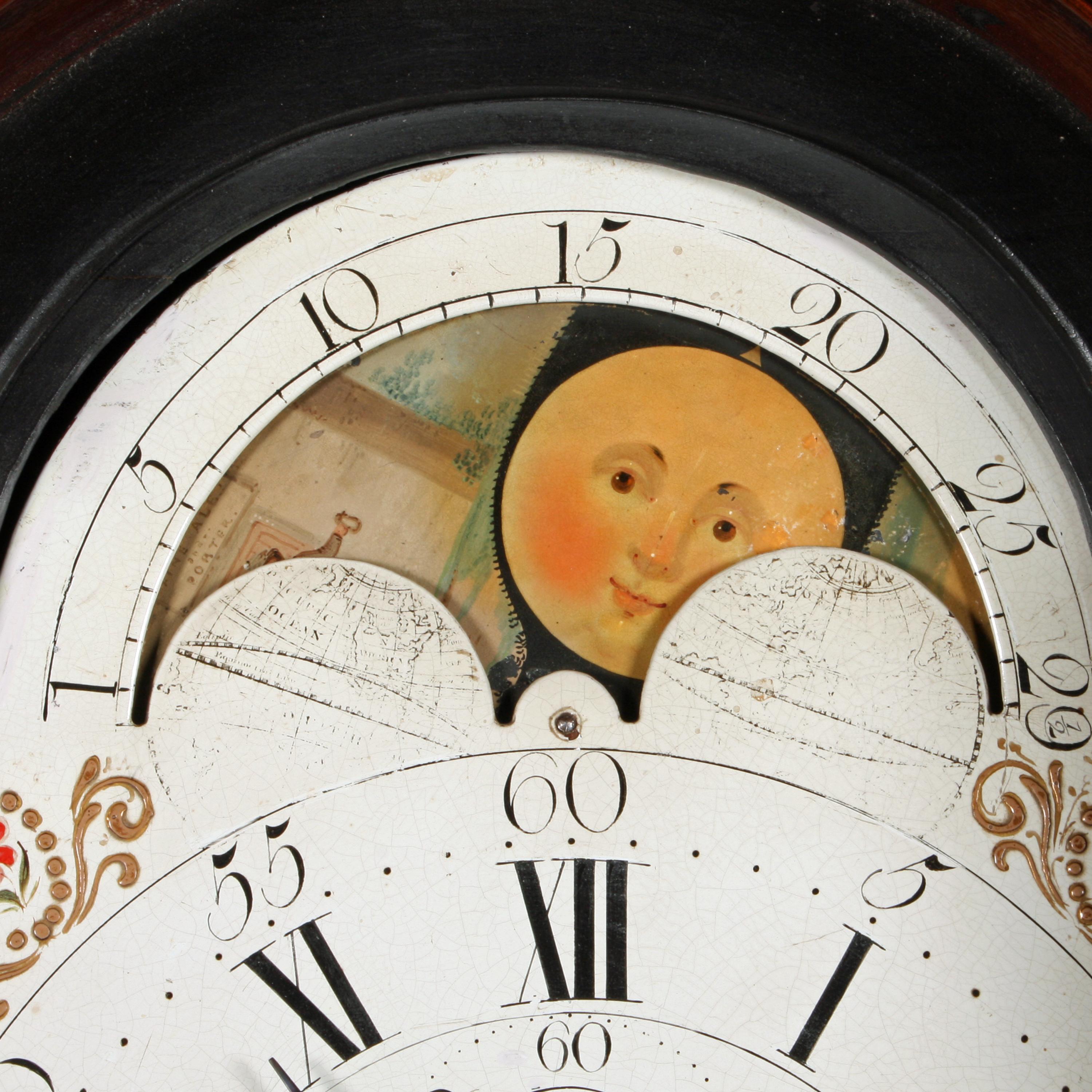 Rolling Moon Dial Grandfather Clock In Good Condition In Newcastle Upon Tyne, GB