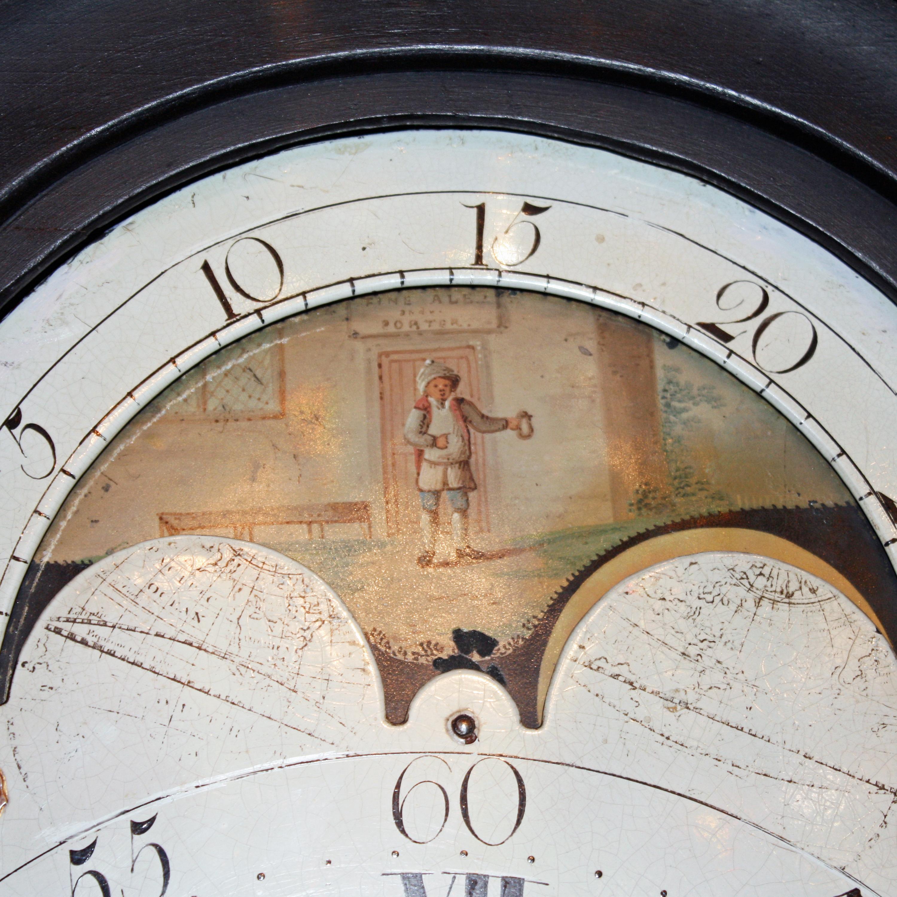 Mid-19th Century Rolling Moon Dial Grandfather Clock