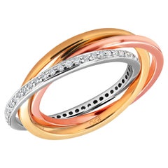 Platin-Diamantringe mit gewelltem Profil und Ringe aus 18-Karat-Gold, 0,52 ct