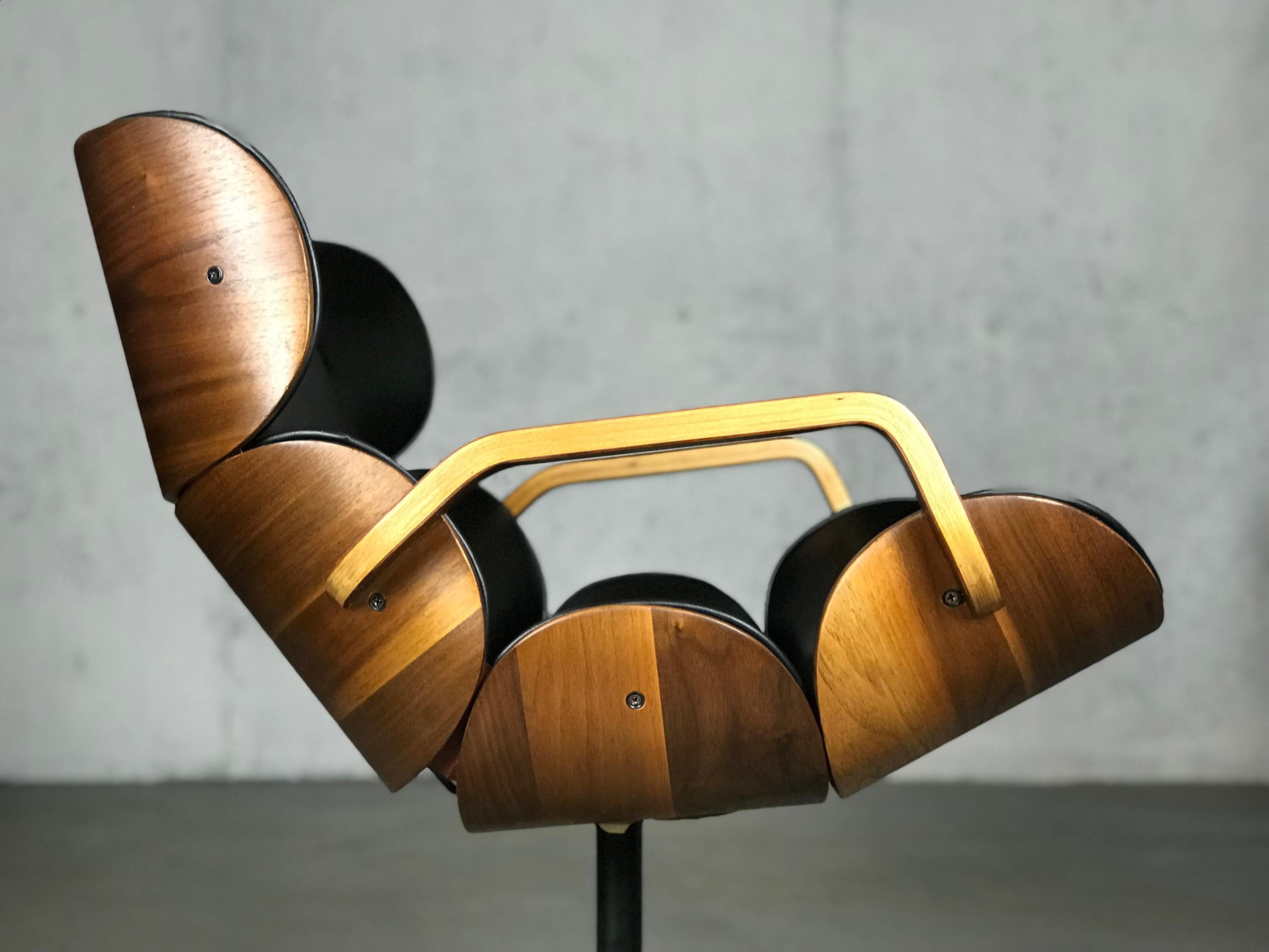 Wood Rolling Segmented Lounge or Desk Chair by George Mulhauser for Plycraft