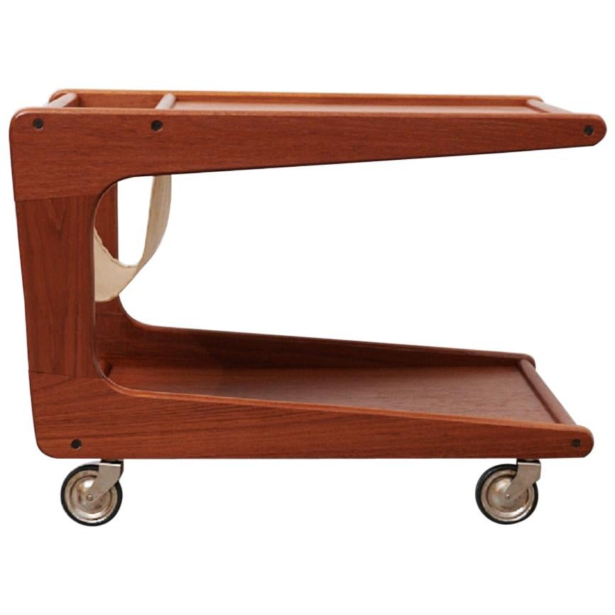 Rolling Side Table with Newspaper Holder Copenhagen, 1961 For Sale