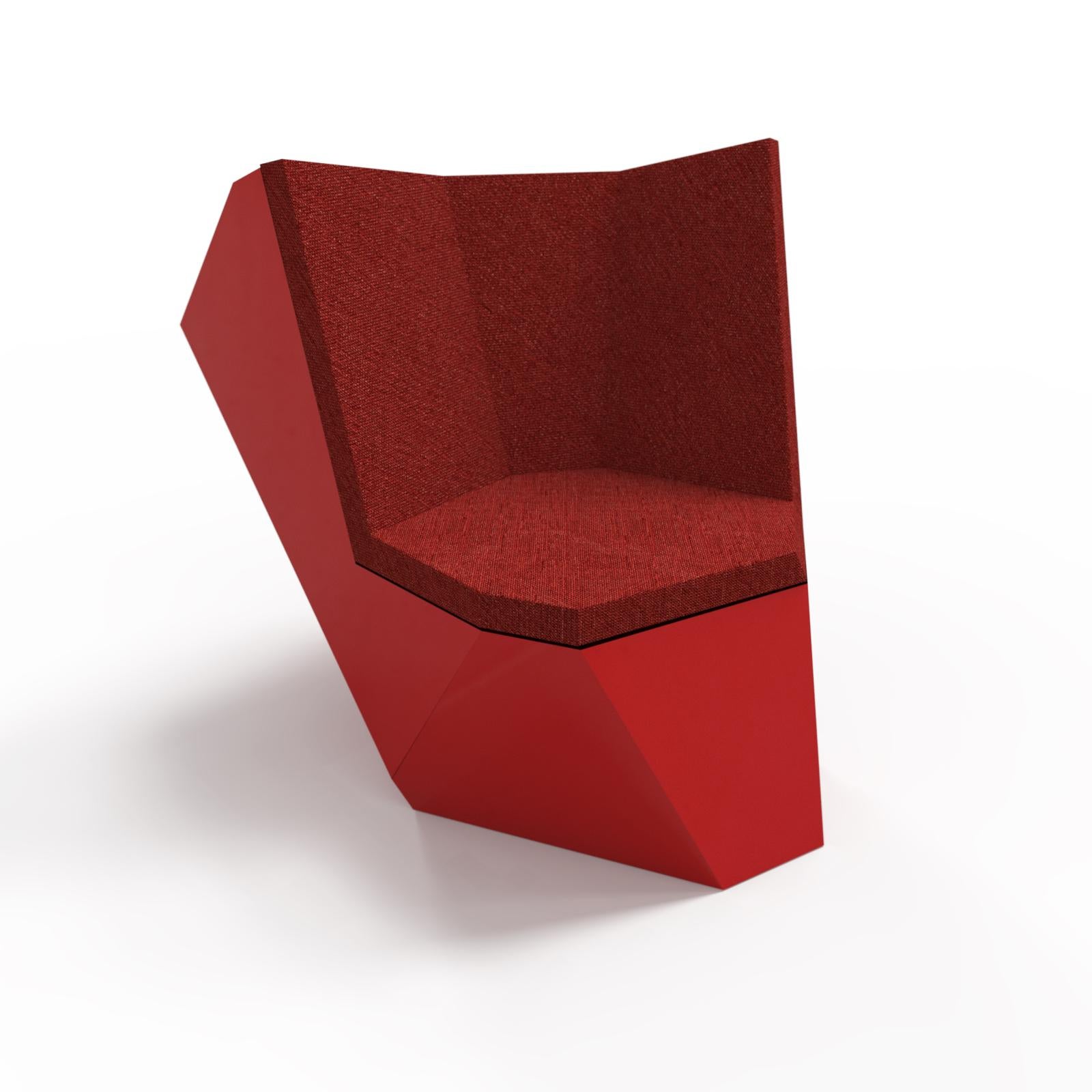 Minimalist 21st Century Red Rolling Stone Armchair in Aluminium Modular Seat for outside For Sale