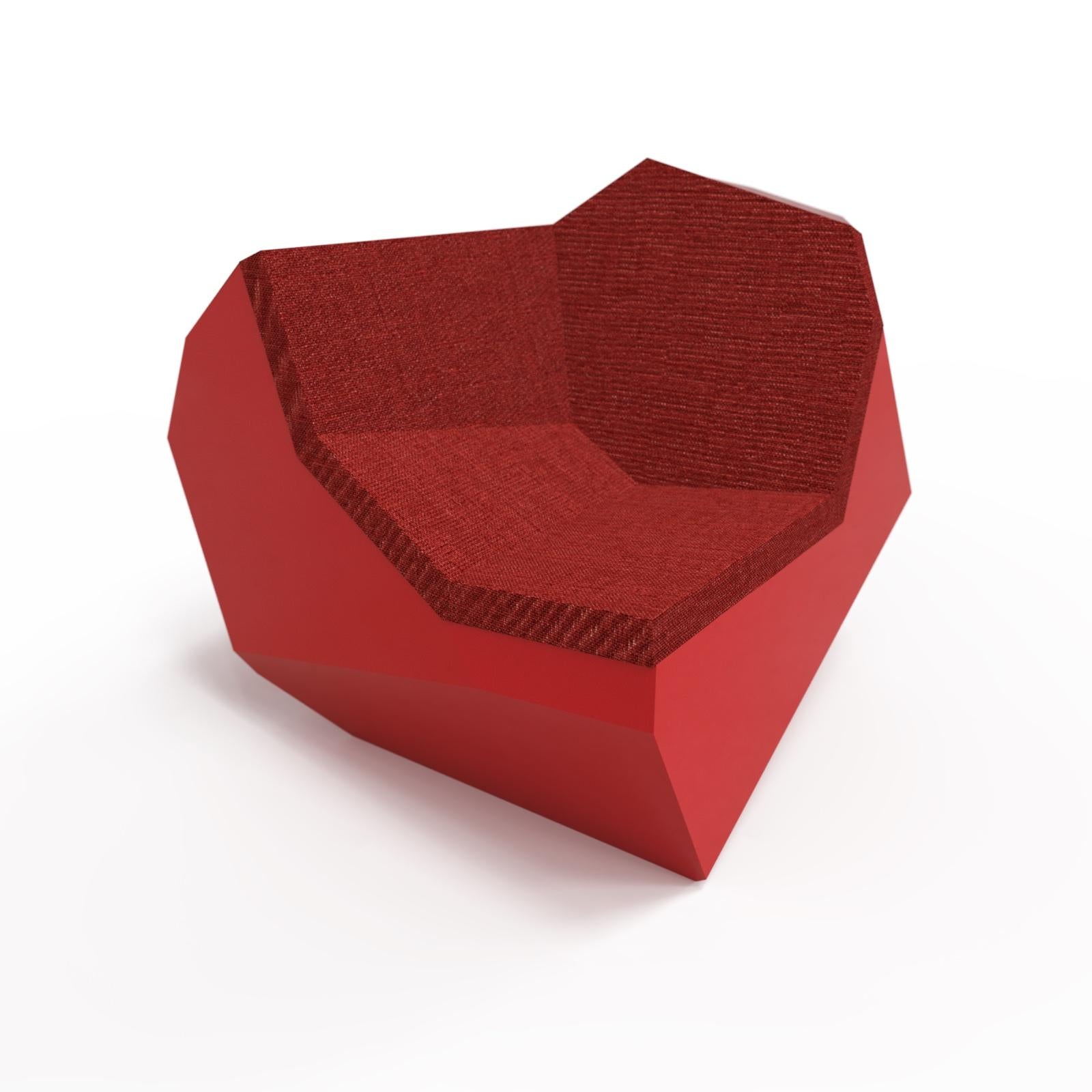 Italian 21st Century Red Rolling Stone Armchair in Aluminium Modular Seat for outside For Sale