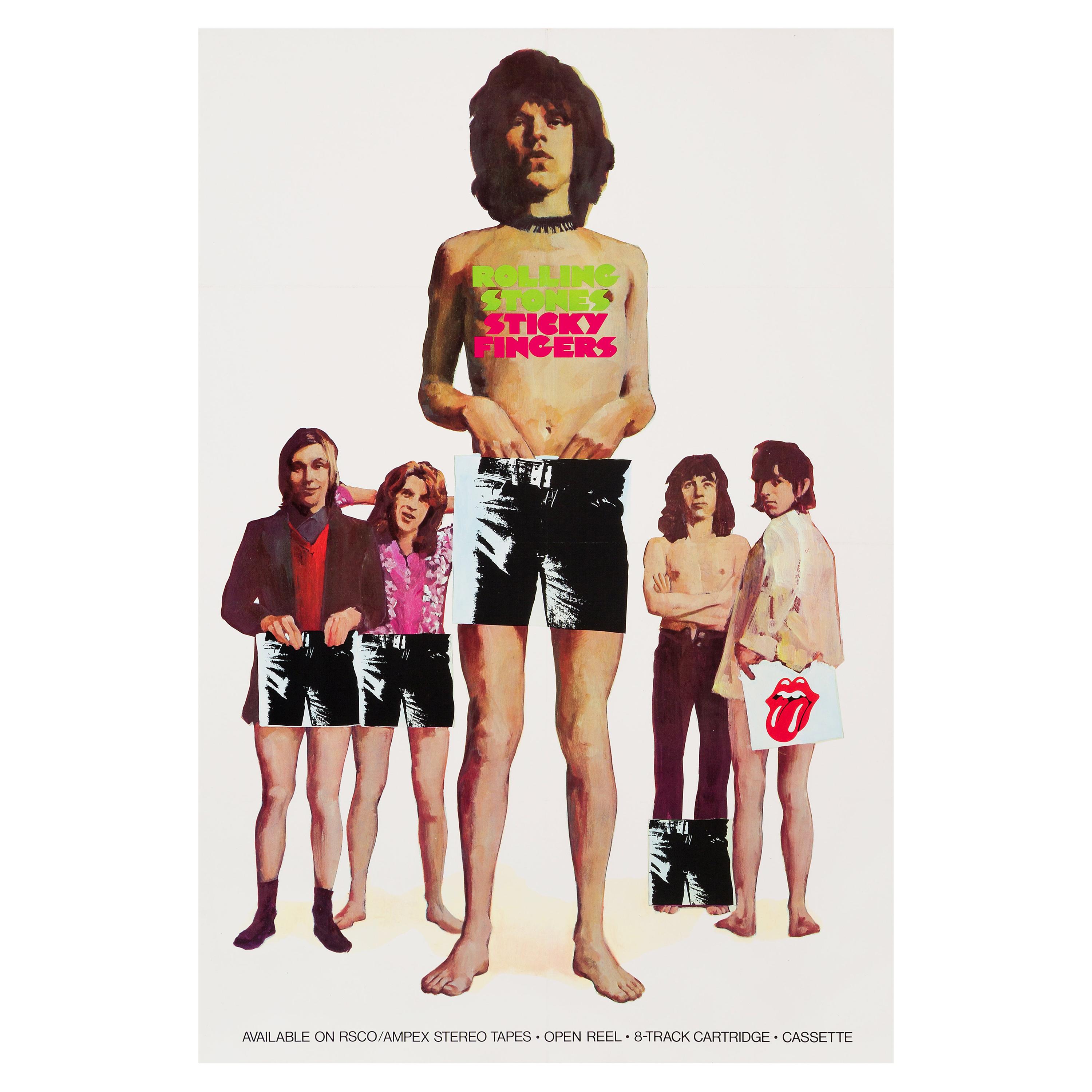 Rolling Stones 'Sticky Fingers' Original Vintage Promotional Poster, 1971