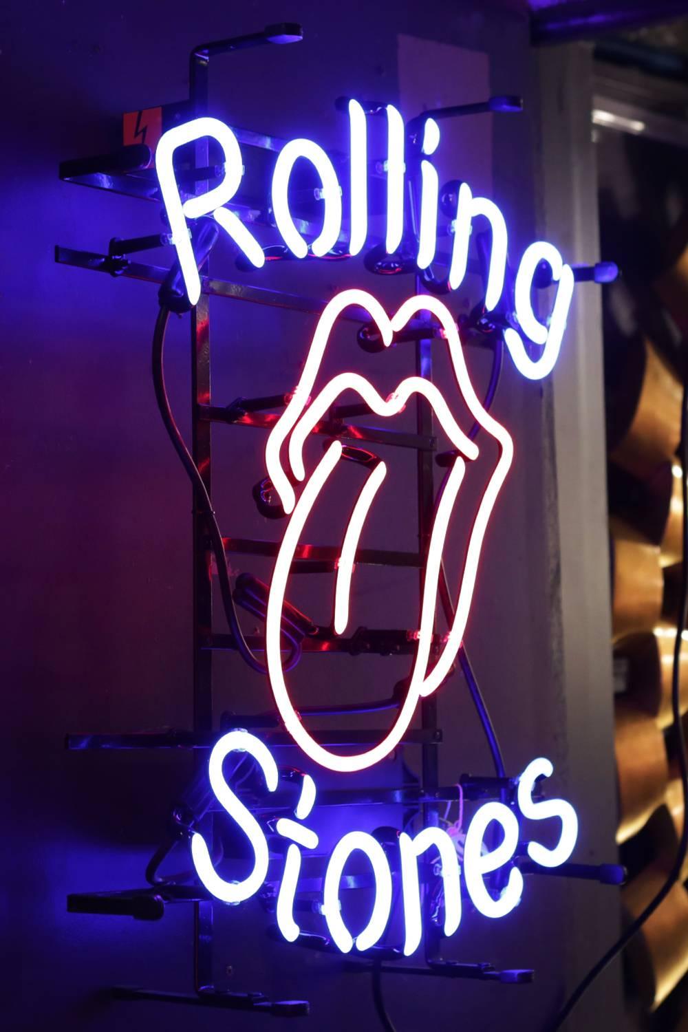 Hand-Crafted Rolling Stones Wall Light Neon