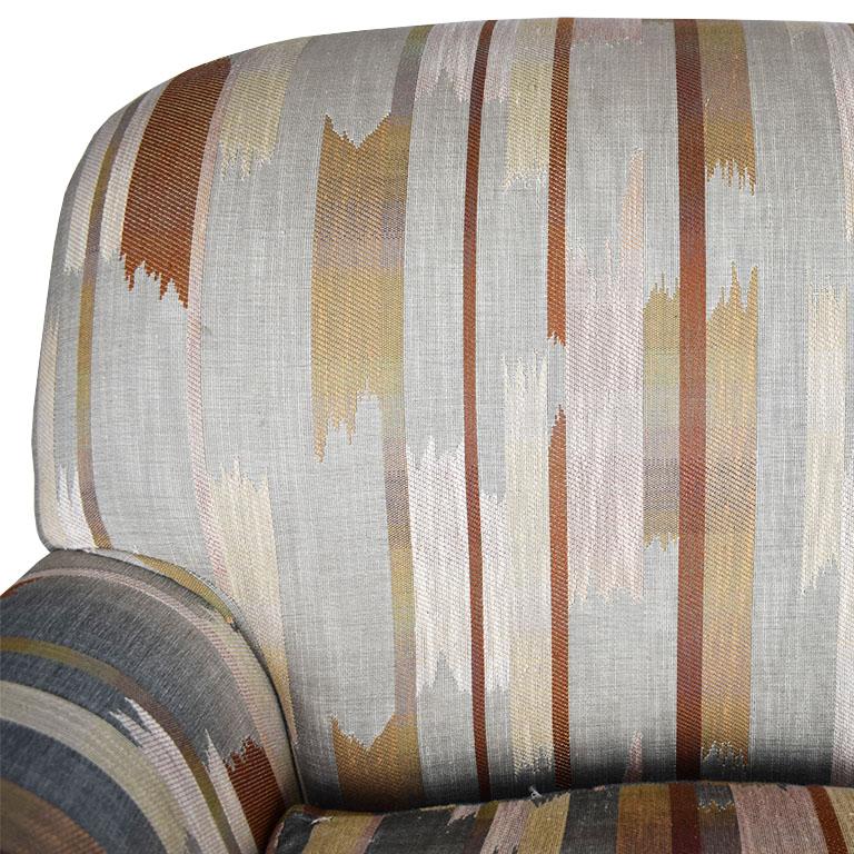 Metal Rolling Upholstered Southwest Ikat Armchair by Baker Furniture Company For Sale