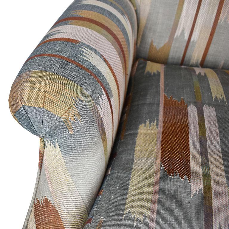 Rolling Upholstered Southwest Ikat Armchair by Baker Furniture Company In Good Condition For Sale In Oklahoma City, OK