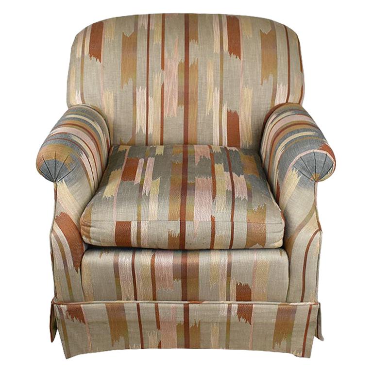 Rolling Upholstered Southwest Ikat Armchair by Baker Furniture
