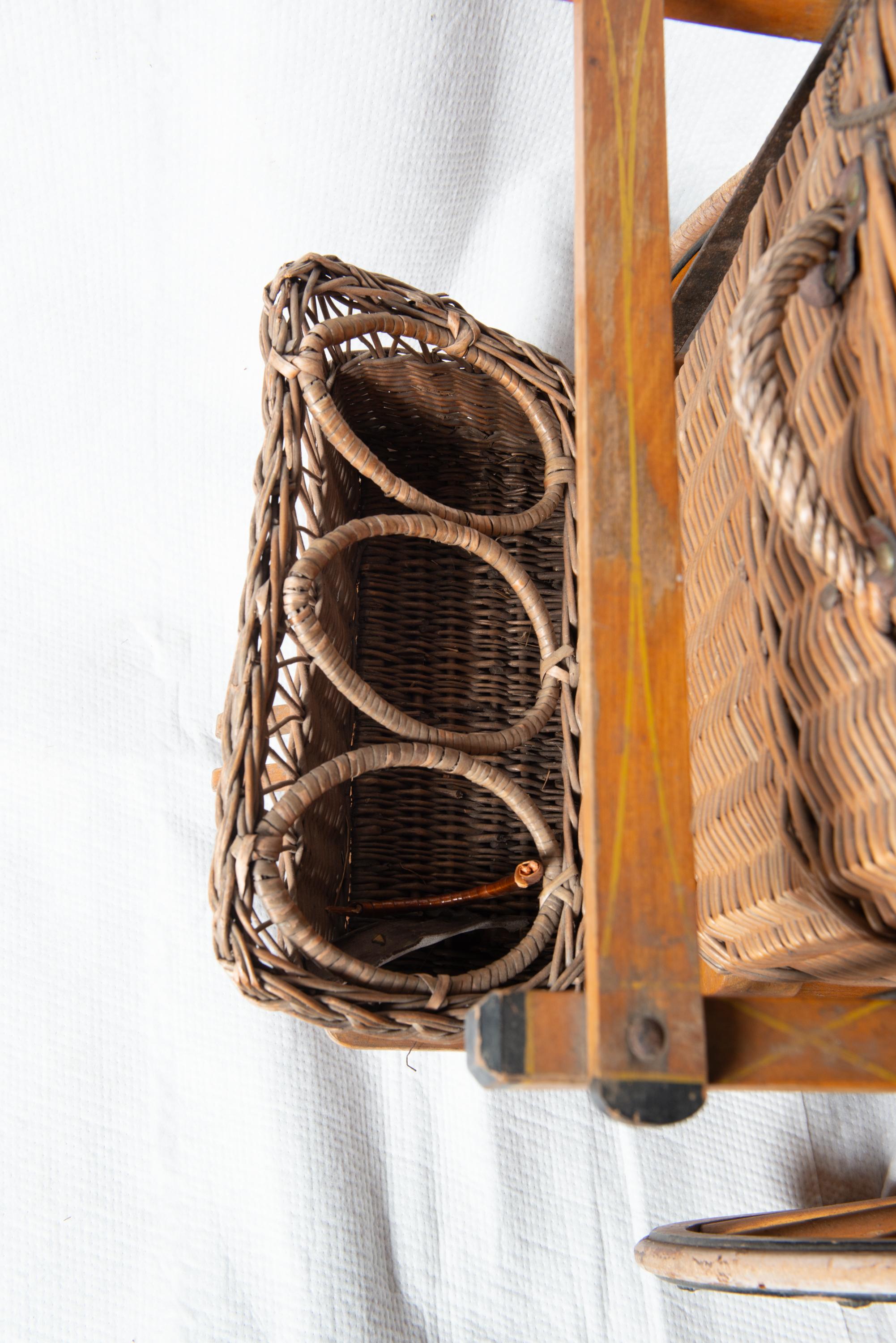 rolling wicker basket cart