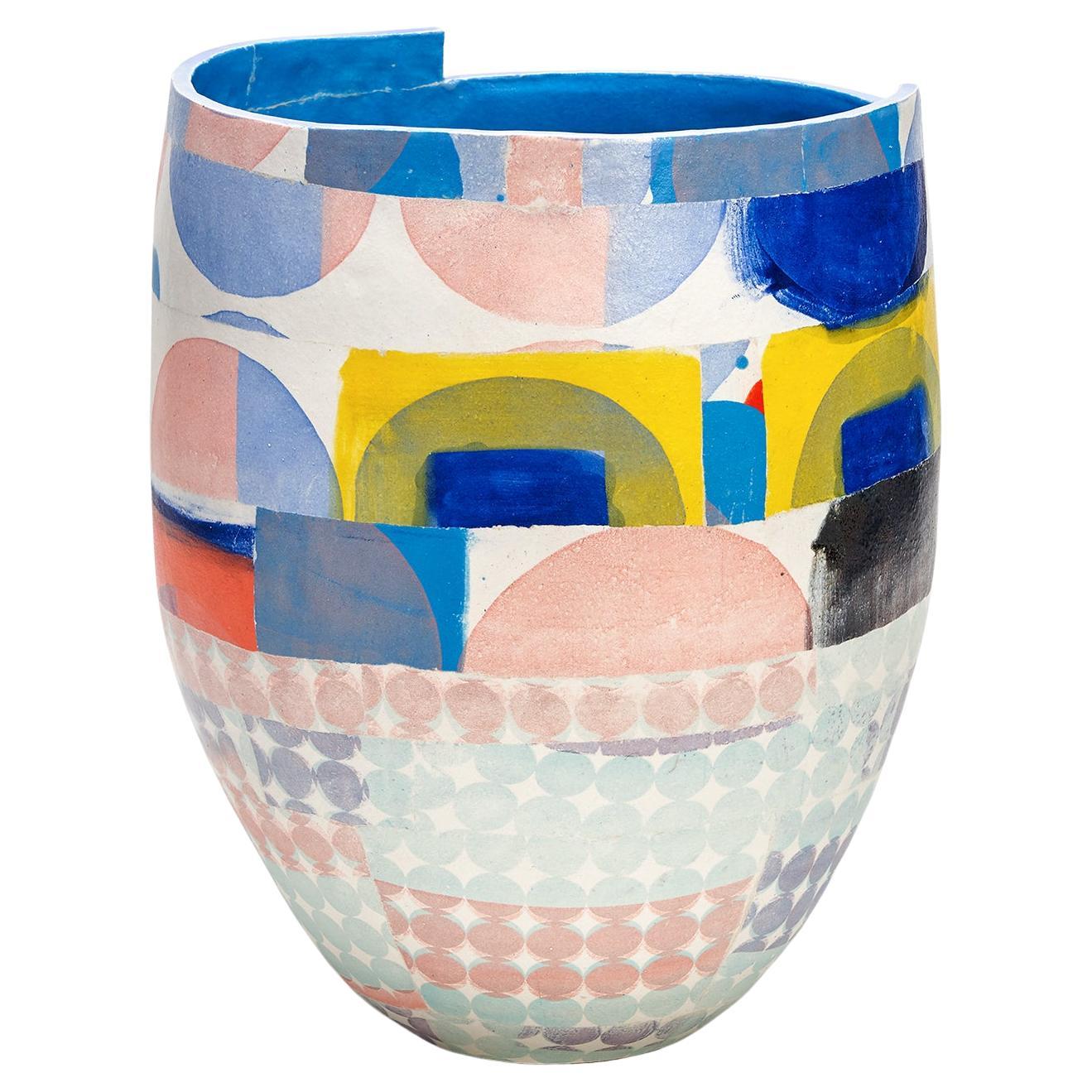 Pink and Blue Patterned Vessel, Corinna Petra Friedrich For Sale