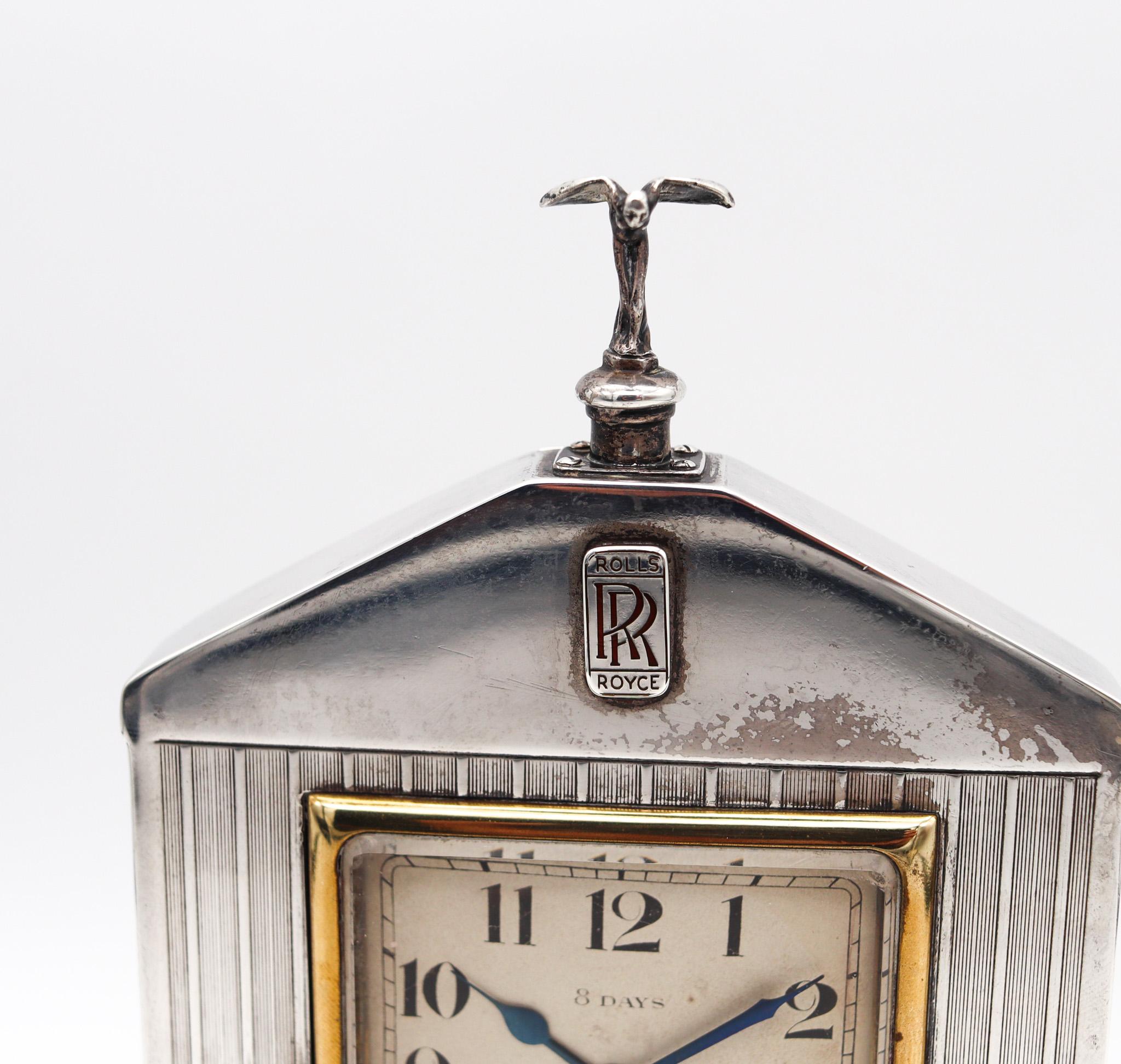 Inglese Orologio di presentazione Rolls Royce 1927 London Art Deco in Sterlina 925 e Oro 18Kt in vendita