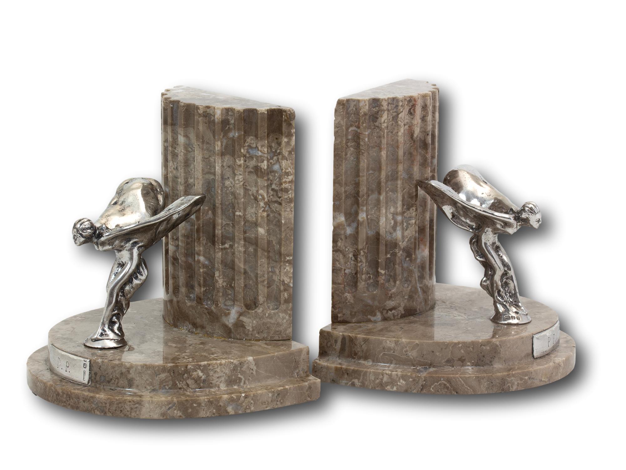 Marble Columns

From our Accessories collection, we are delighted to offer a very rare pair of Silver Spirit of Ecstasy Book Ends. The Book End mounts are carved from marble with demi-lune stepped plinth bases and fluted columns. The miniature