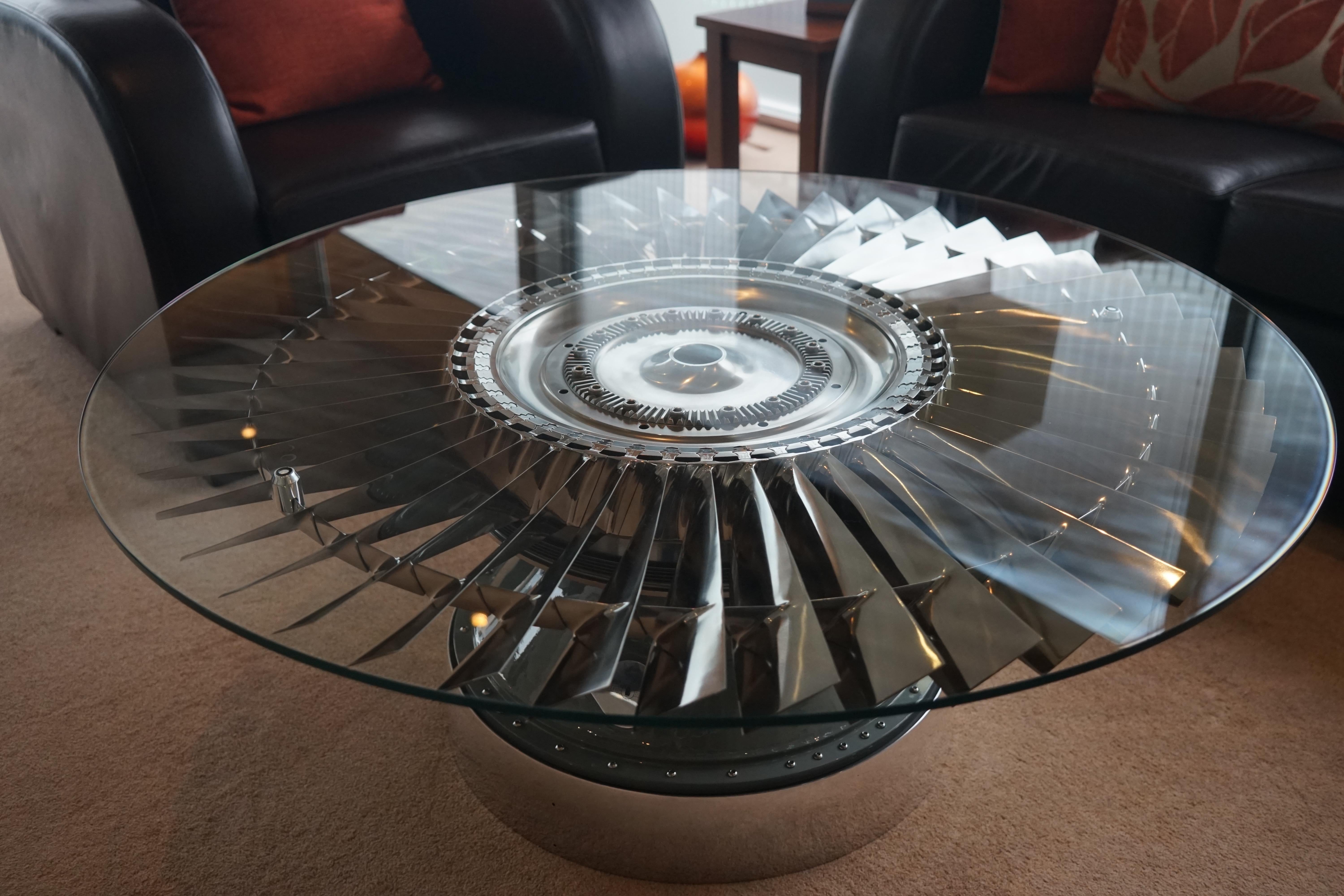 Contemporary Rolls Royce Fan Blade Coffee Table For Sale