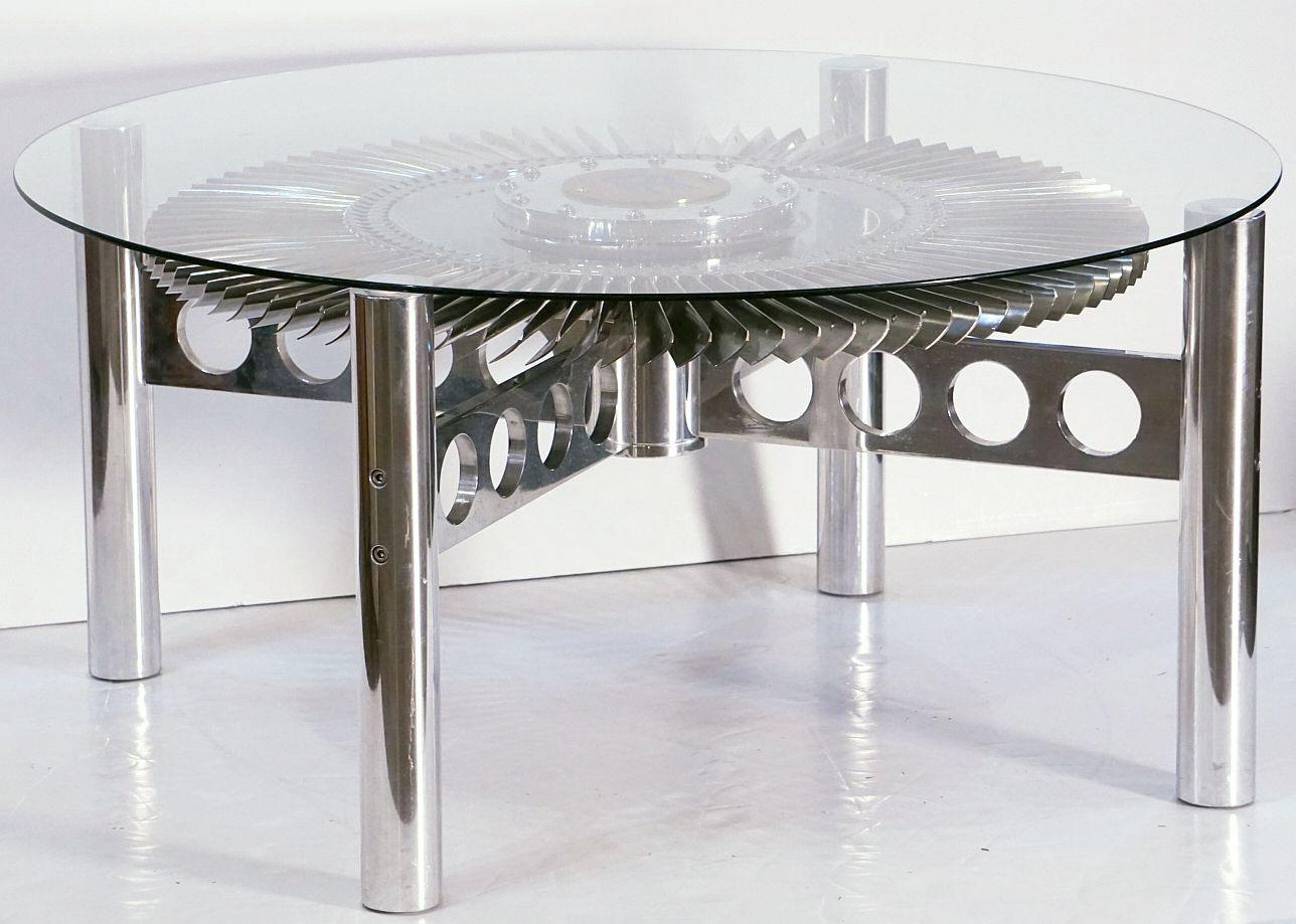 Rolls Royce Jet Engine Impeller Low or Cocktail Table from England 11