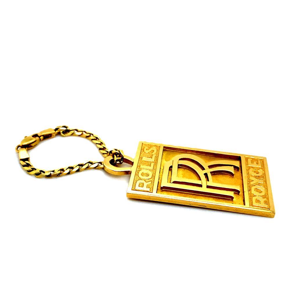 Retro Rolls Royce Vintage 18 Karat Yellow Gold Keyring, Circa 1980