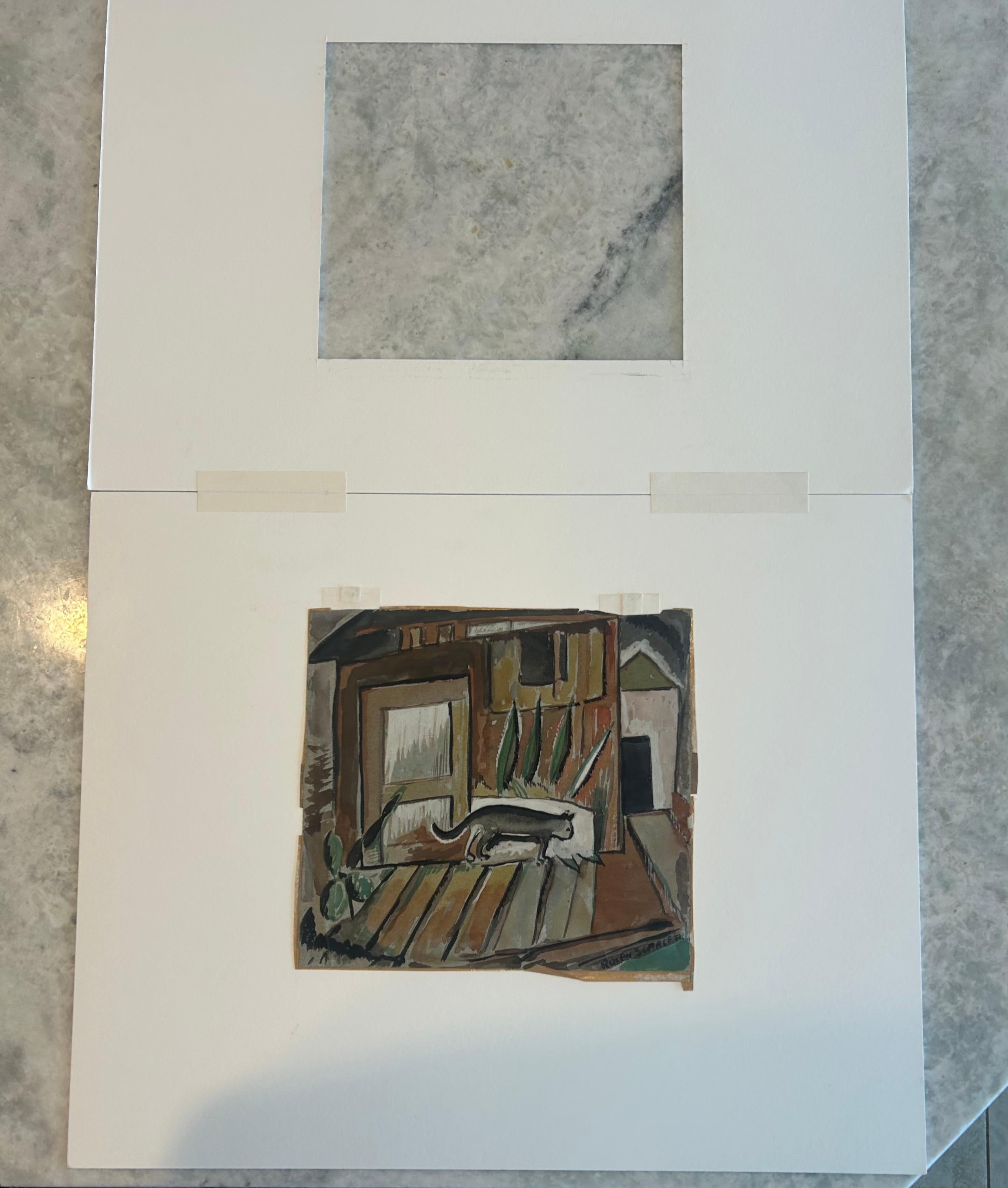 Rolph Scarlett 1889 -1984… signed watercolor on paper of a whimsical cat For Sale 6