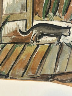 Rolph Scarlett 1889 -1984... acuarela sobre papel firmada de un gato caprichoso