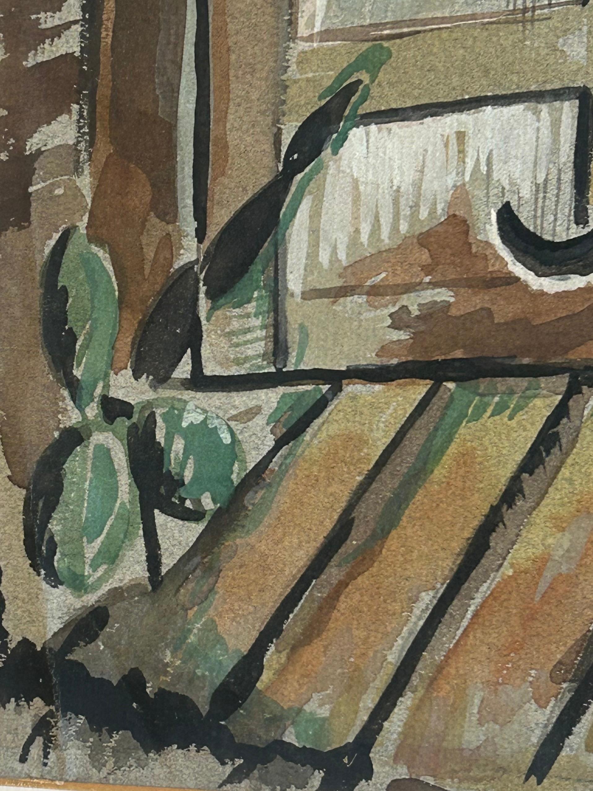 Rolph Scarlett 1889 -1984… signed watercolor on paper of a whimsical cat In Good Condition For Sale In West Palm Beach, FL