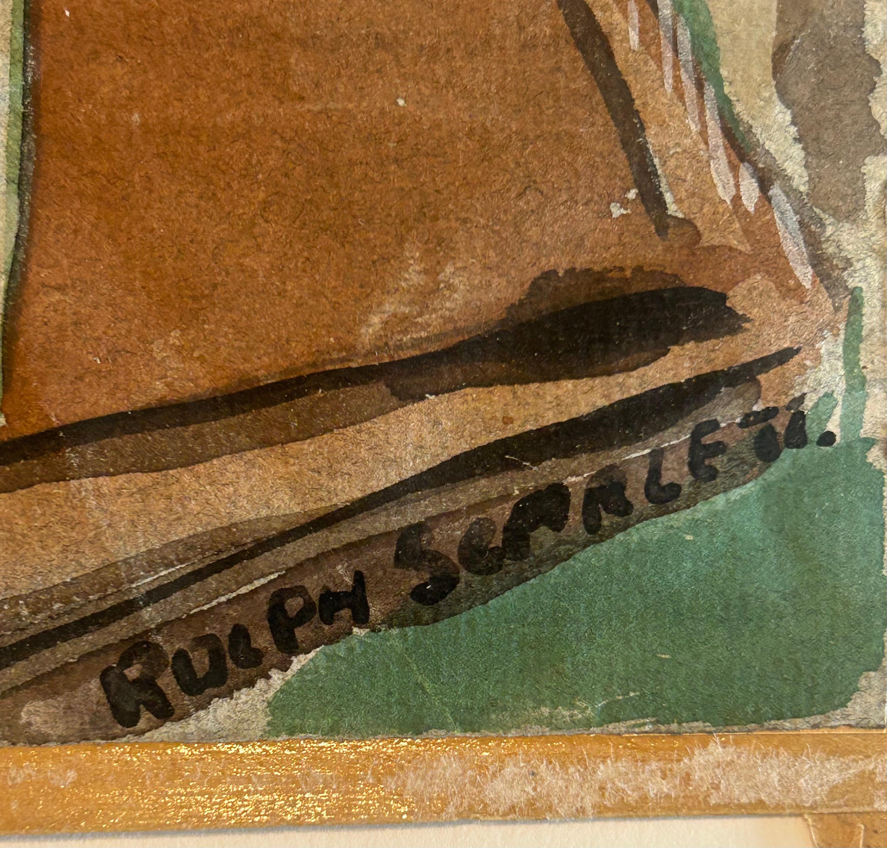 Rolph Scarlett 1889 -1984… signed watercolor on paper of a whimsical cat For Sale 2